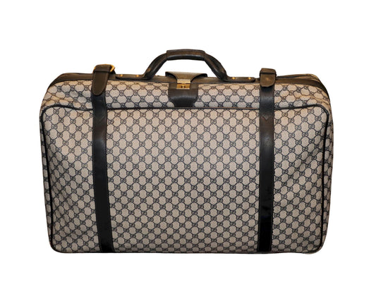 Vintage GUCCI Navy GG Monogram Canvas Travel Suitcase