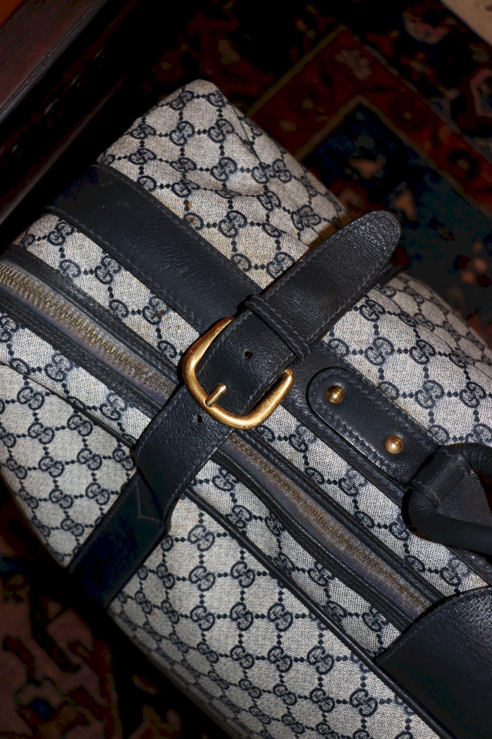 Vintage GUCCI Navy GG Monogram Canvas Travel Suitcase