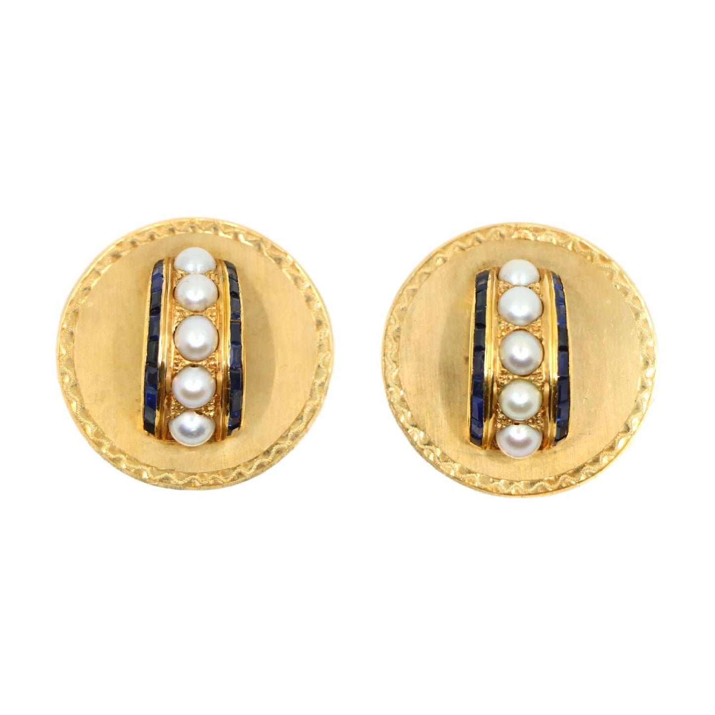 Vintage Tiffany & Co. 18K Gold Sapphire Pearl Earrings