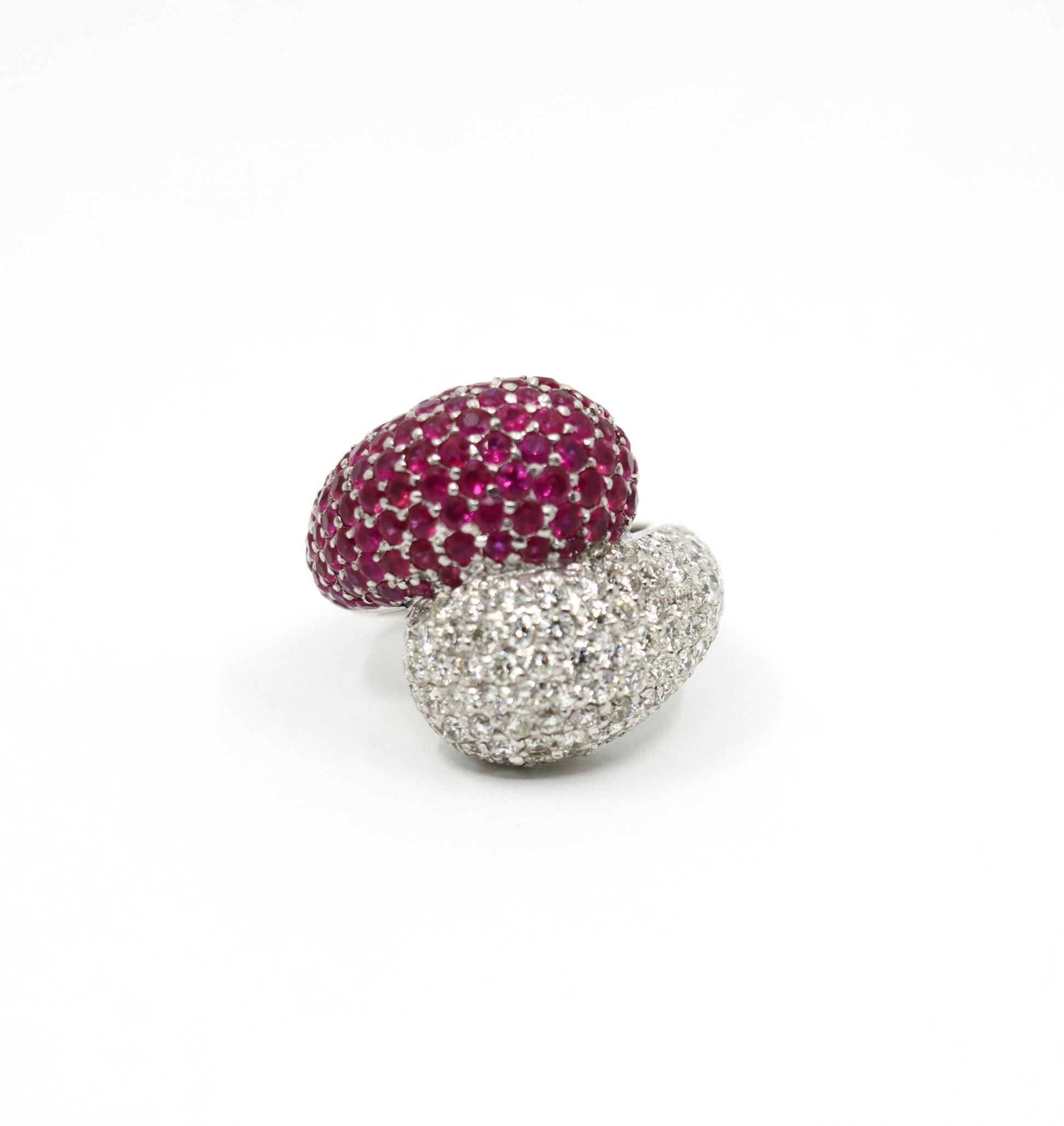 Vintage 18K White Gold Diamond Ruby Ring
