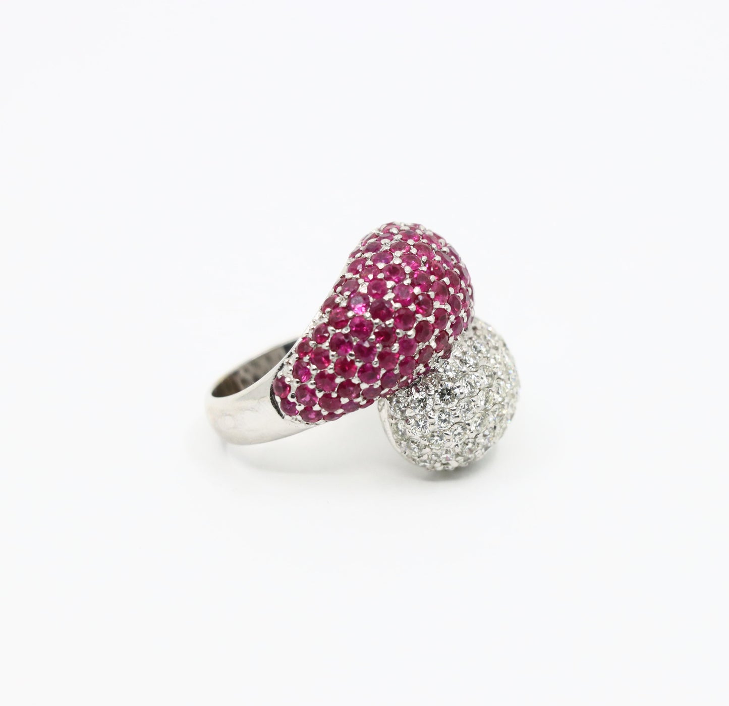 Vintage 18K White Gold Diamond Ruby Ring