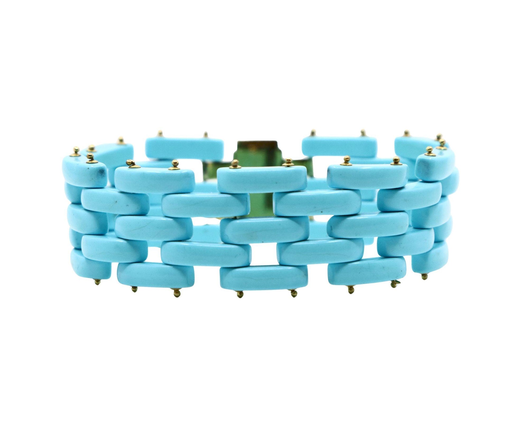 Vintage Sito 18K Gold s Sleeping Beauty Turquoise Link Bracelet