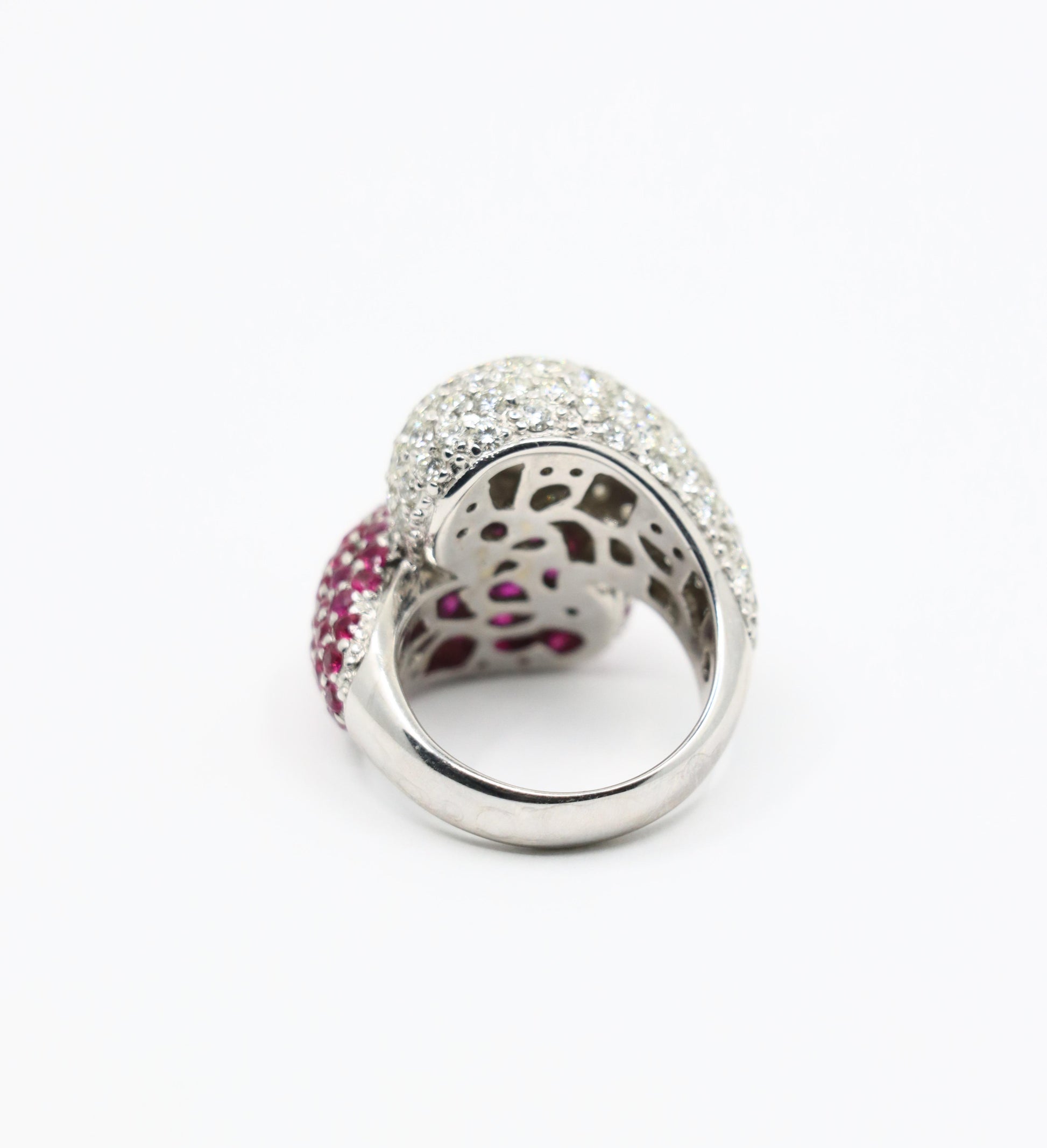 Vintage 18K White Gold Diamond Ruby Ring