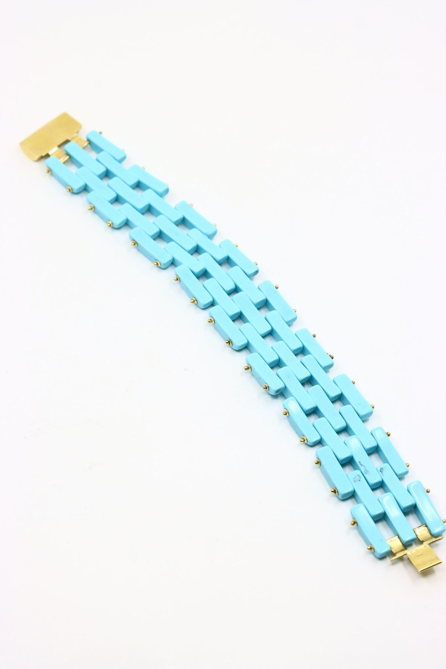Vintage Sito 18K Gold s Sleeping Beauty Turquoise Link Bracelet