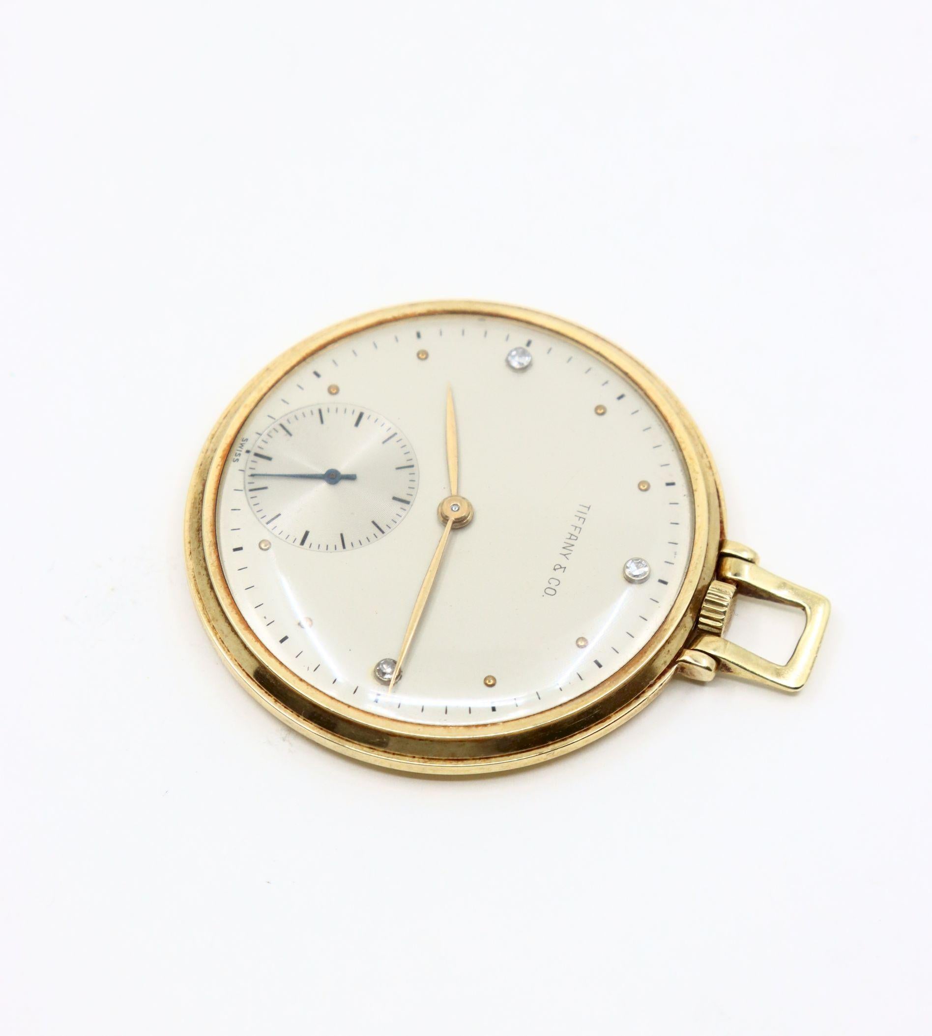 Vintage Tiffany & Co. 14K Gold Diamond Pocket Watch