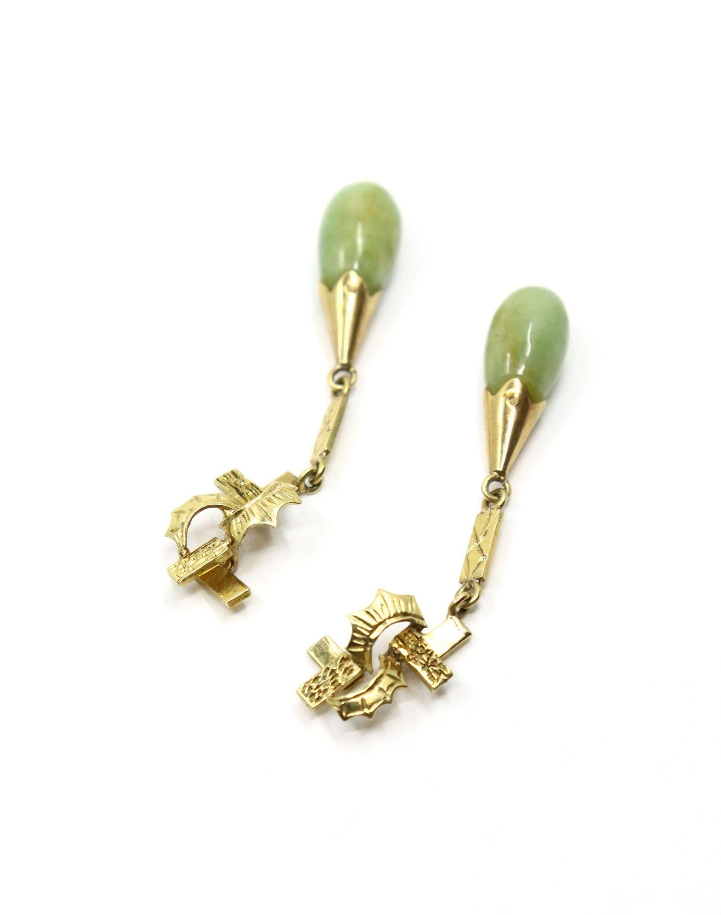 Vintage 14K Gold Jade Drop Earrings