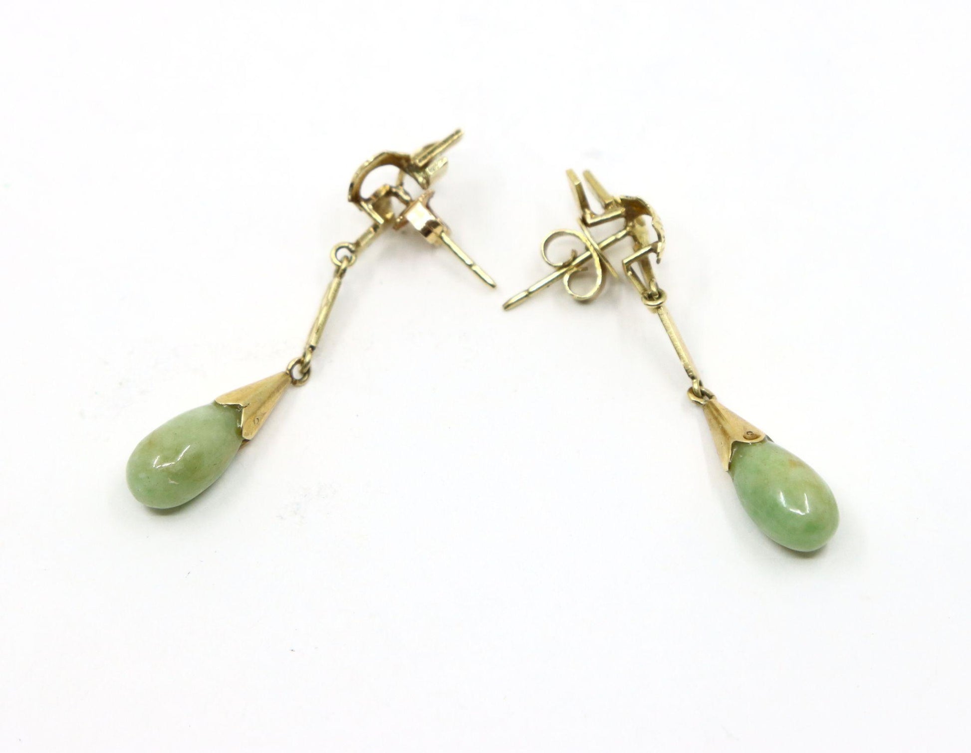 Vintage 14K Gold Jade Drop Earrings