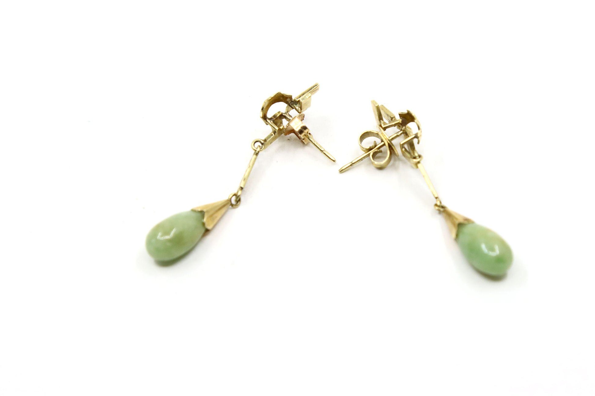 Vintage 14K Gold Jade Drop Earrings