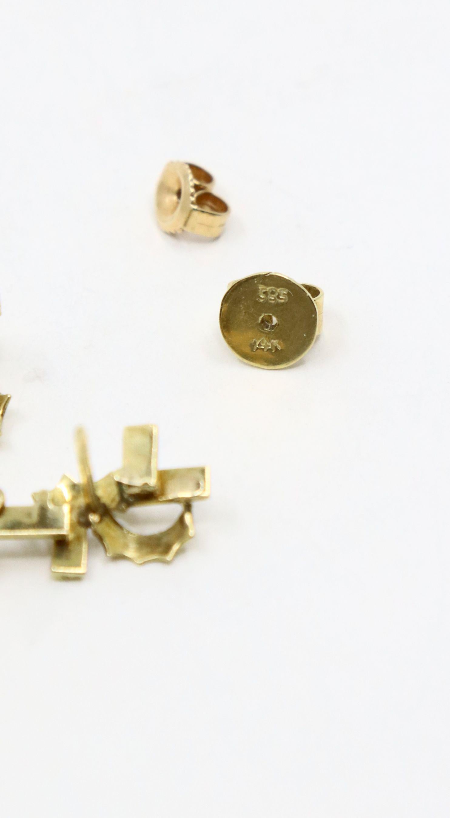 Vintage 14K Gold Jade Drop Earrings