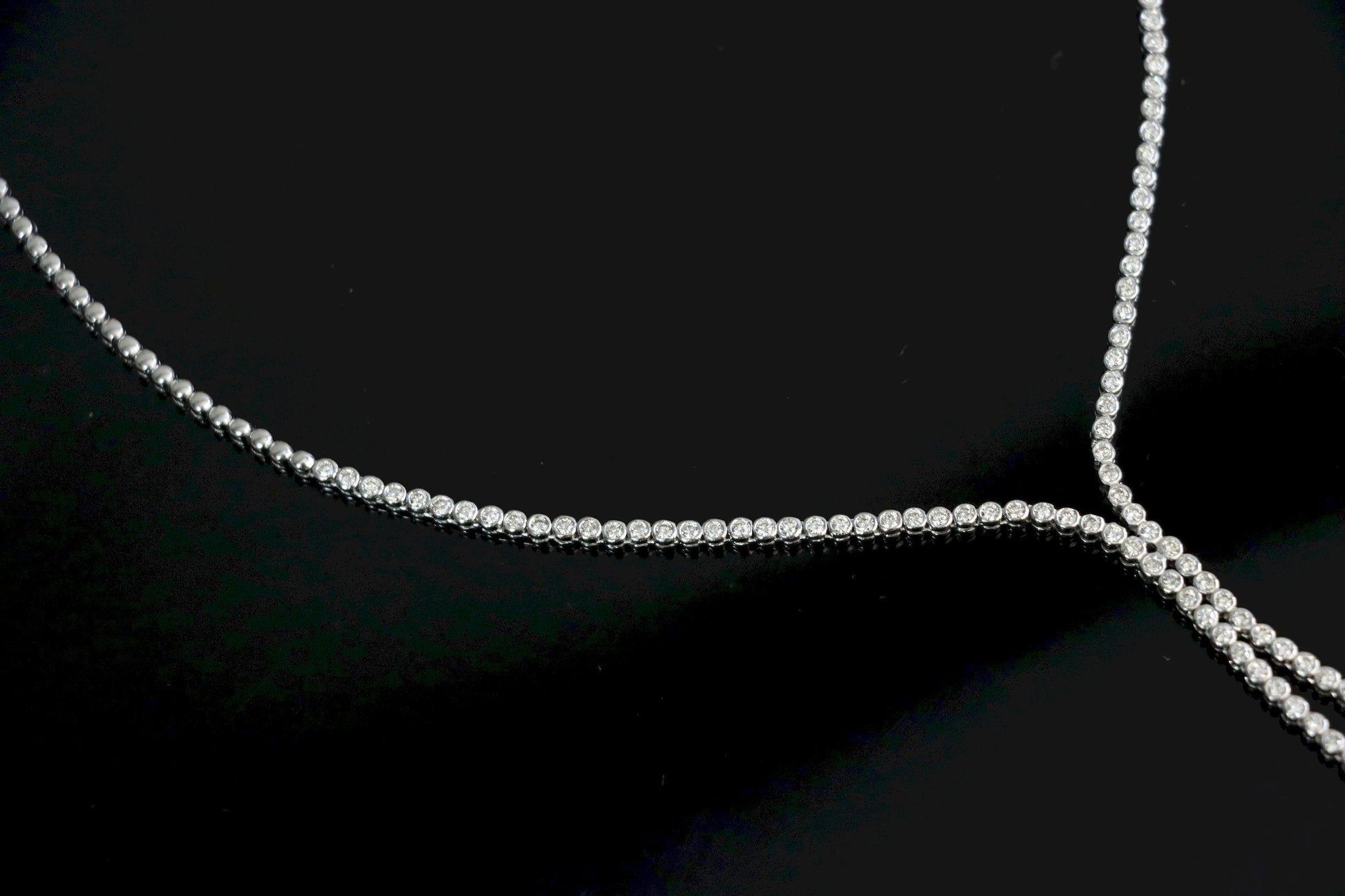 Vintage 18K White Gold Diamond Y-Drop Necklace