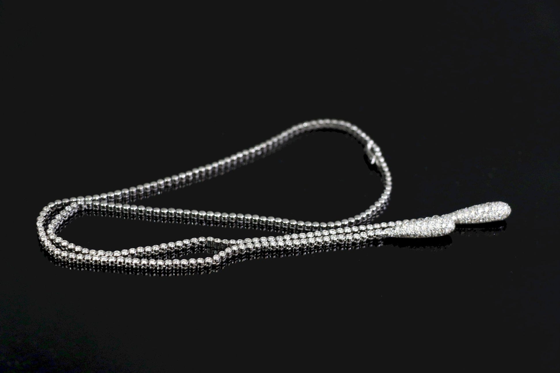 Vintage 18K White Gold Diamond Y-Drop Necklace