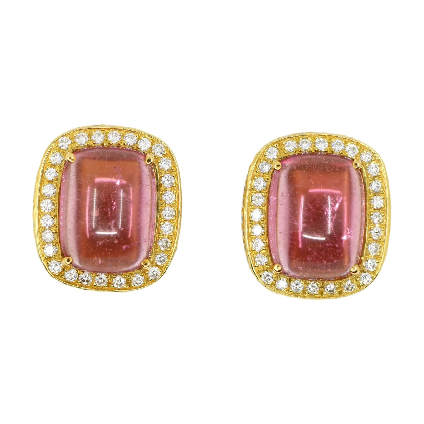 ANF 18K Gold Pink Tourmaline Diamonds Earring