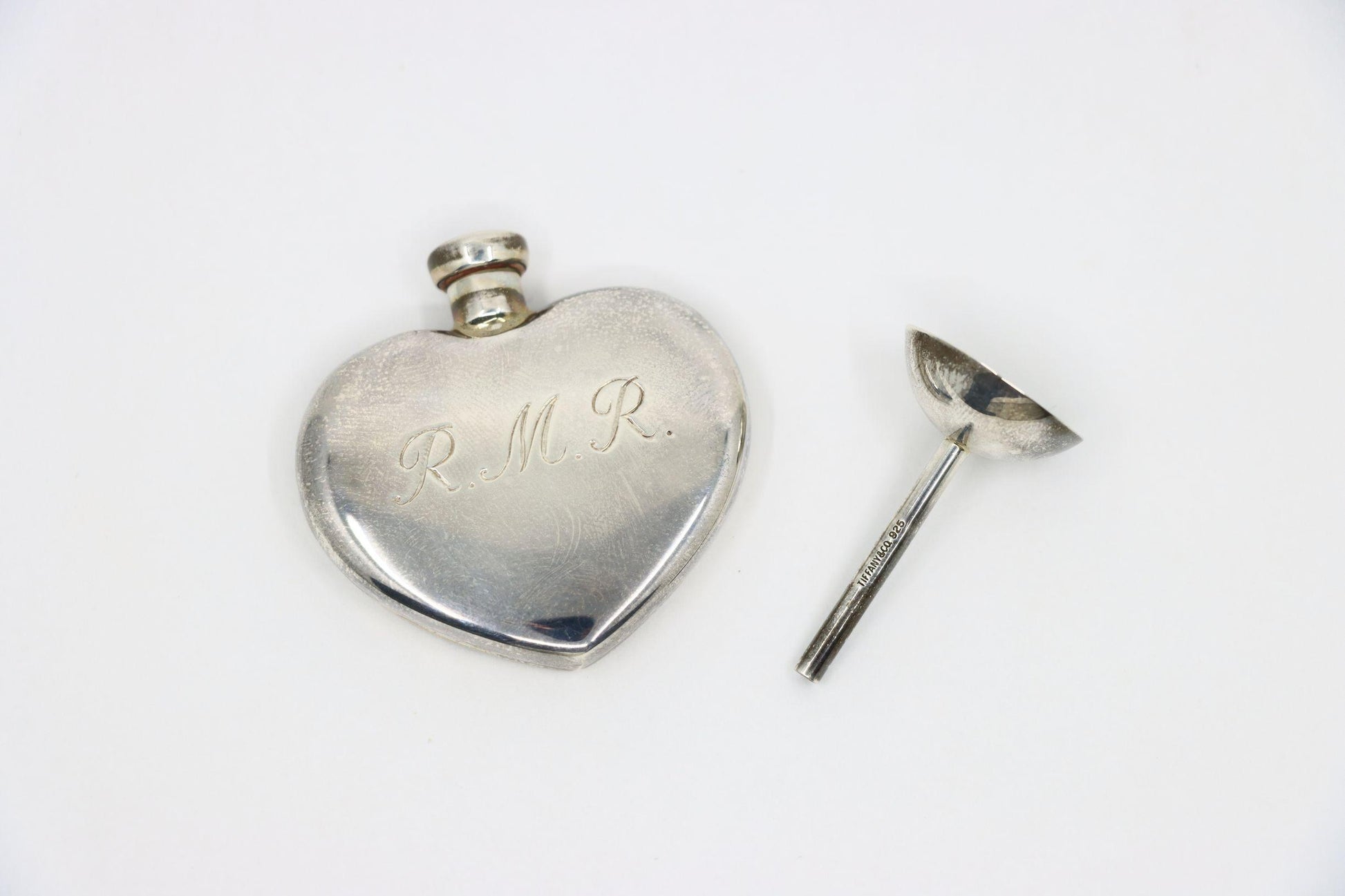 Tiffany & Co. Sterling Silver Heart Shape Perfume Bottle & Funnel