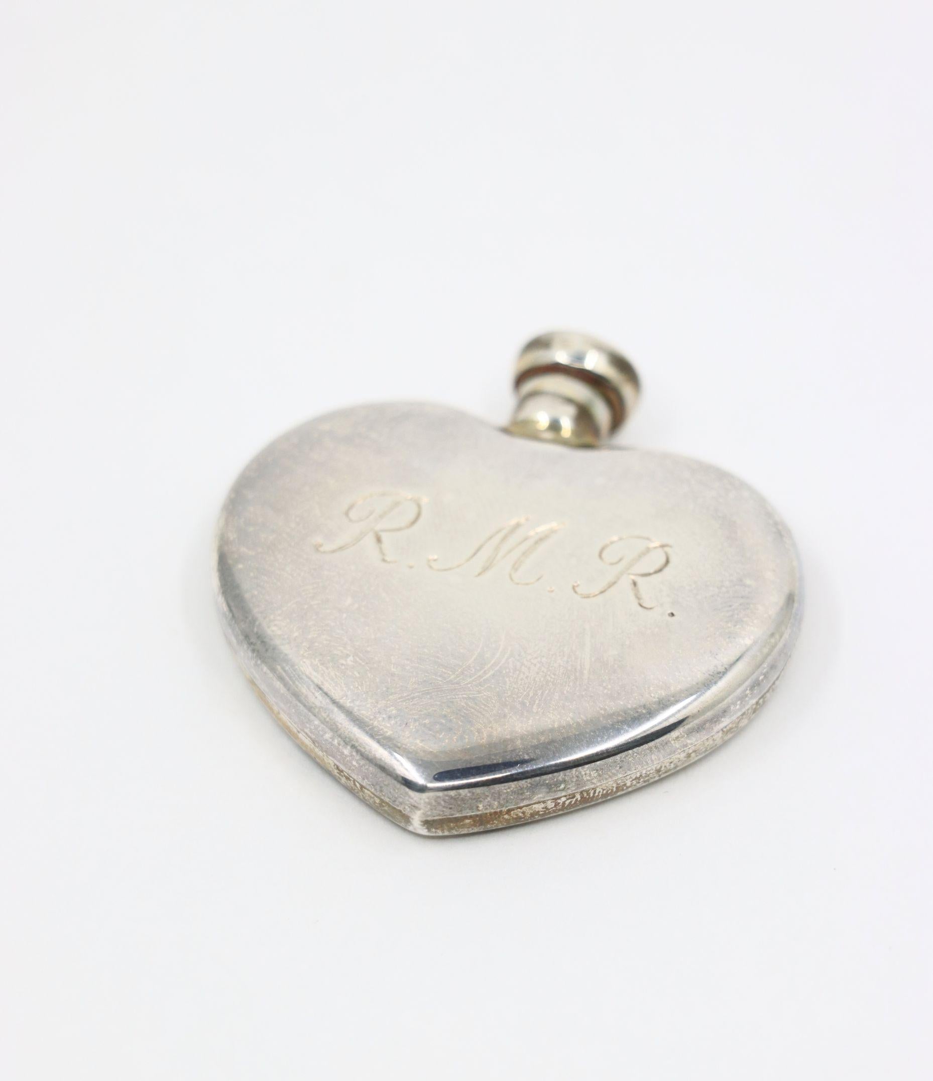 Tiffany & Co. Sterling Silver Heart Shape Perfume Bottle & Funnel