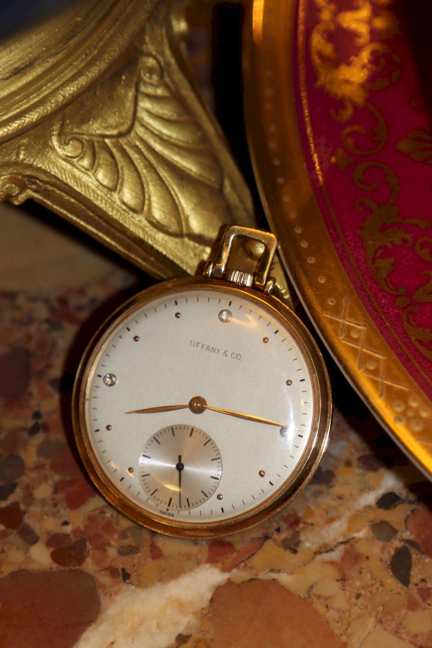 Vintage Tiffany & Co. 14K Gold Diamond Pocket Watch