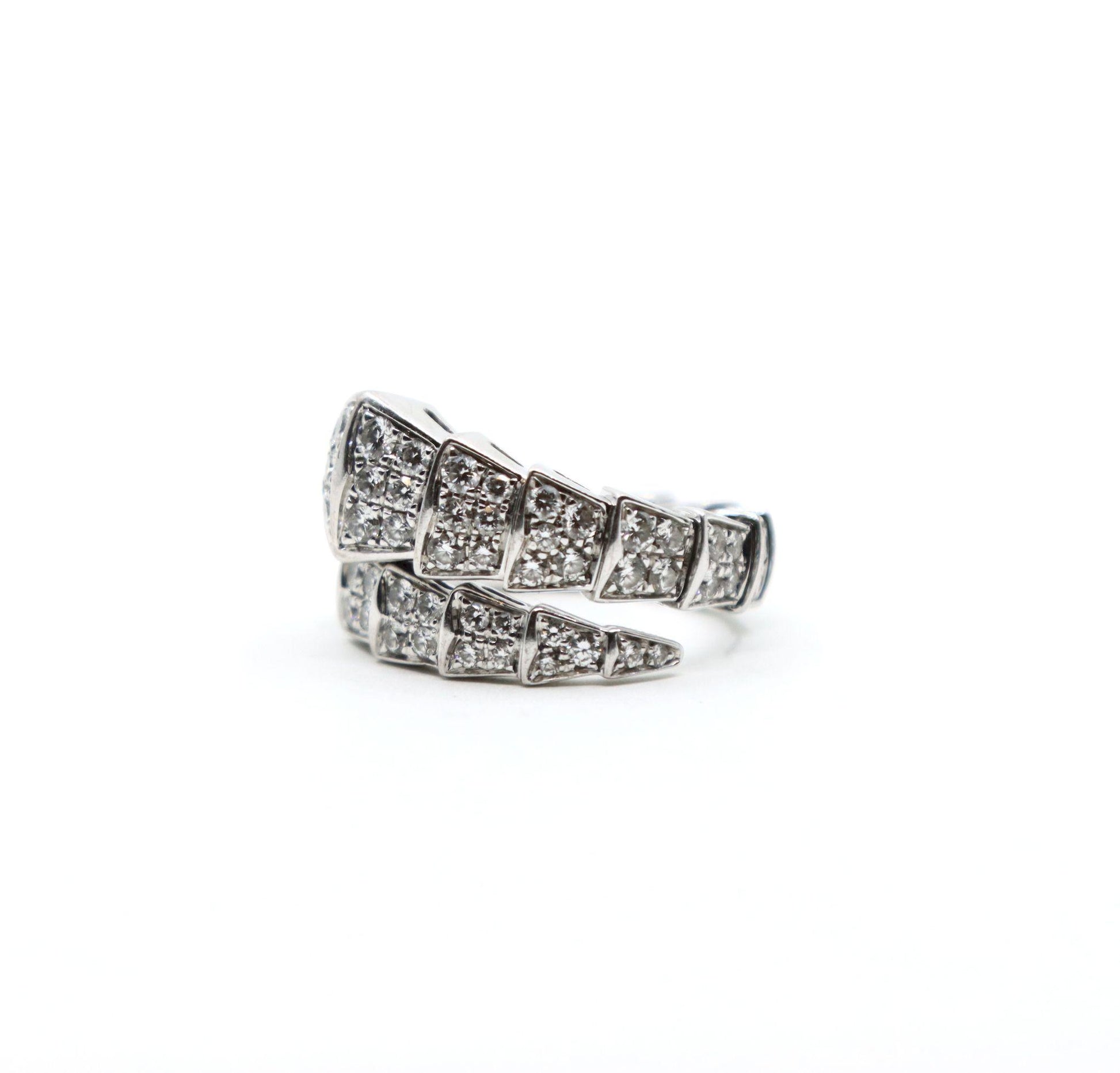 BVLGARI 18K White Gold Serpenti Viper Ring & Earrings Set