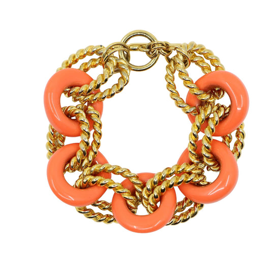 Vintage KJL Gold Tone Coral-Like Chain Bracelet