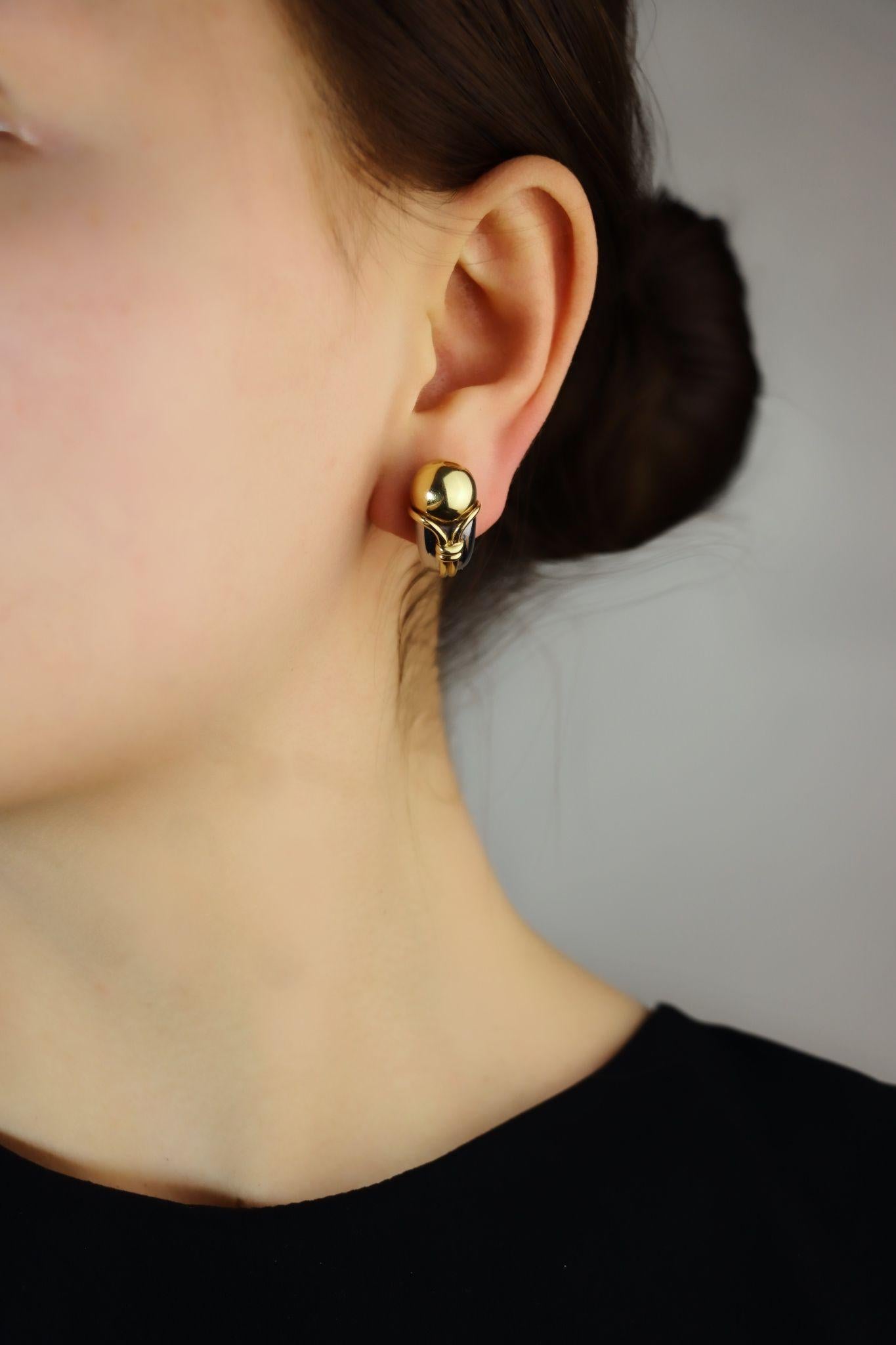 Bulgari 18K Yellow White Gold Earring