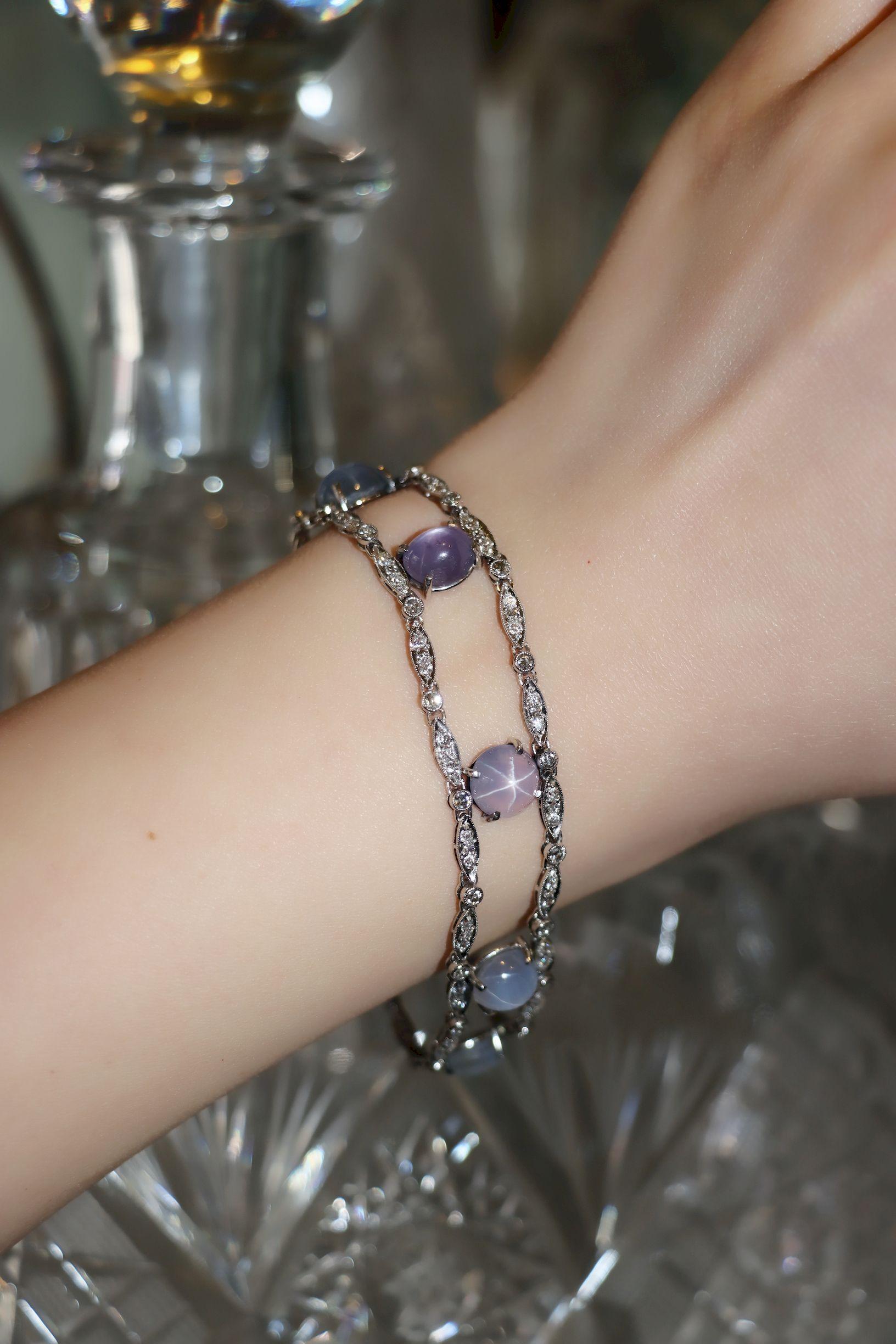 Vintage Tiffany & Co. Platinum Diamond Star Sapphire Bracelet