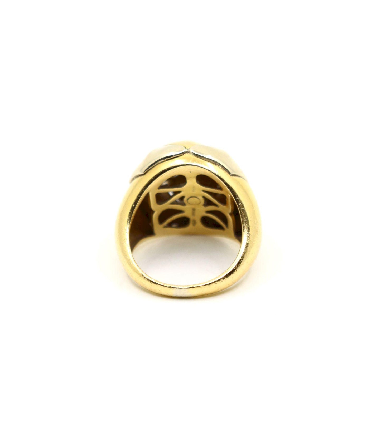 Vintage Bulgari 18K Yellow & White Gold Roma Lotus Domed Cocktail Ring