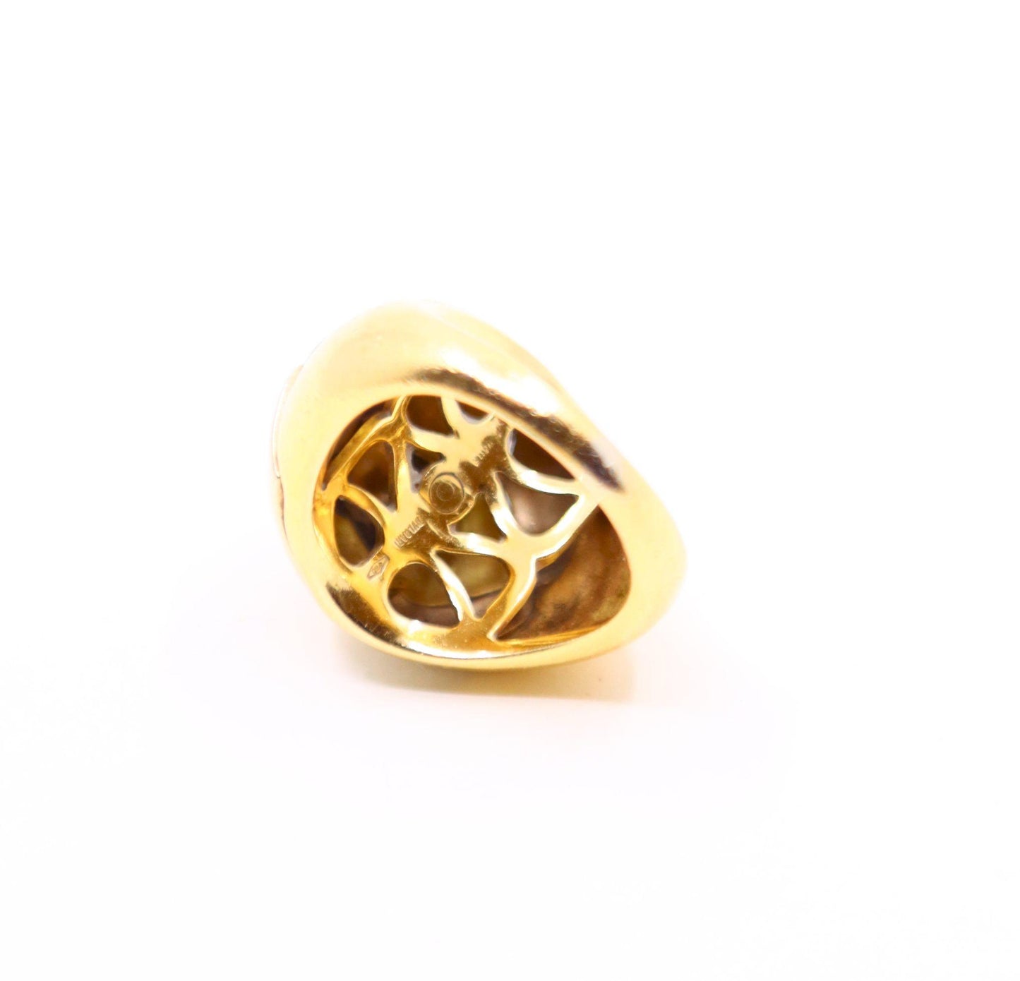Vintage Bulgari 18K Yellow & White Gold Roma Lotus Domed Cocktail Ring