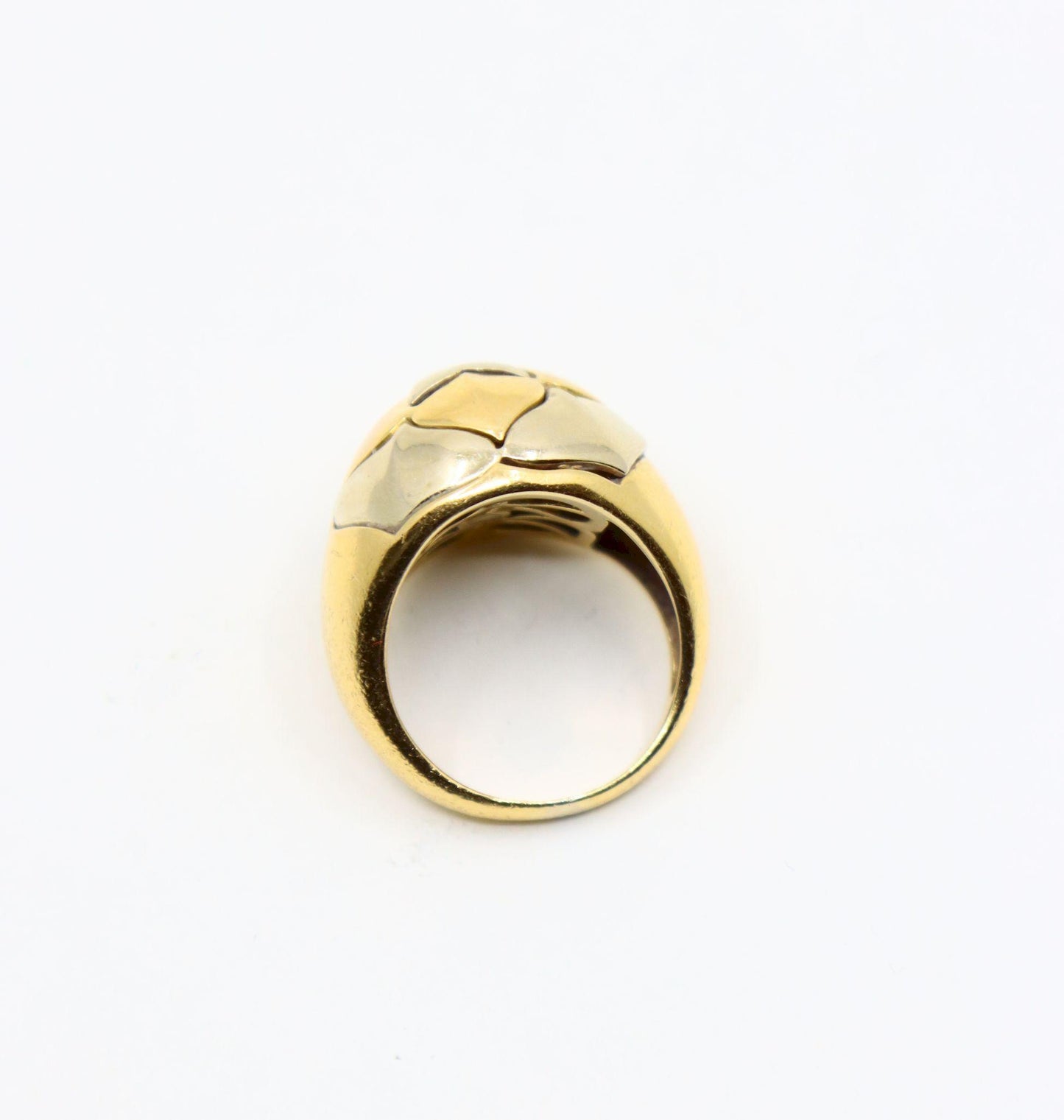 Vintage Bulgari 18K Yellow & White Gold Roma Lotus Domed Cocktail Ring