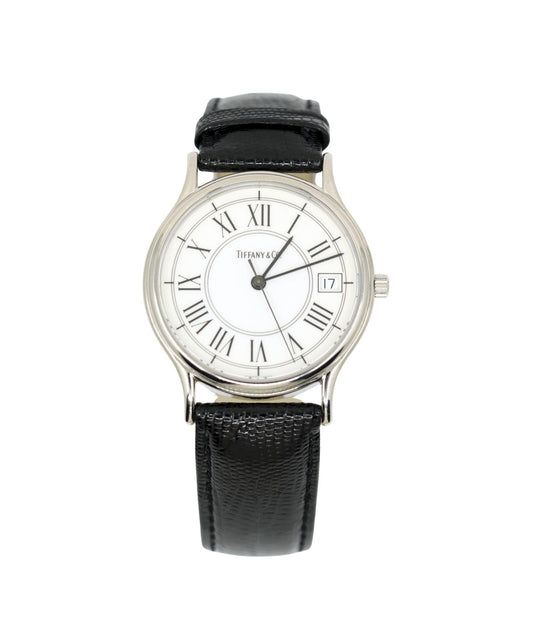 Tiffany & Co Black Leather Portfolio Watch