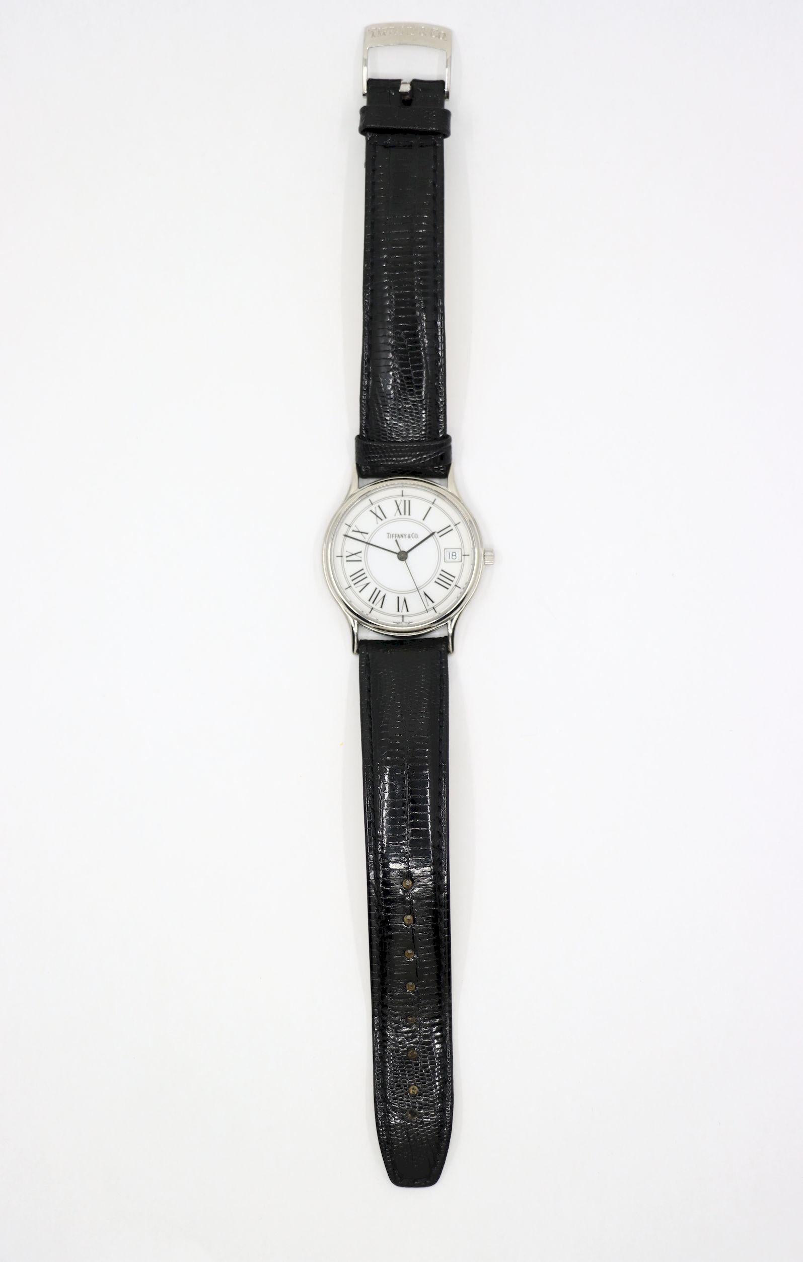Tiffany & Co Black Leather Portfolio Watch