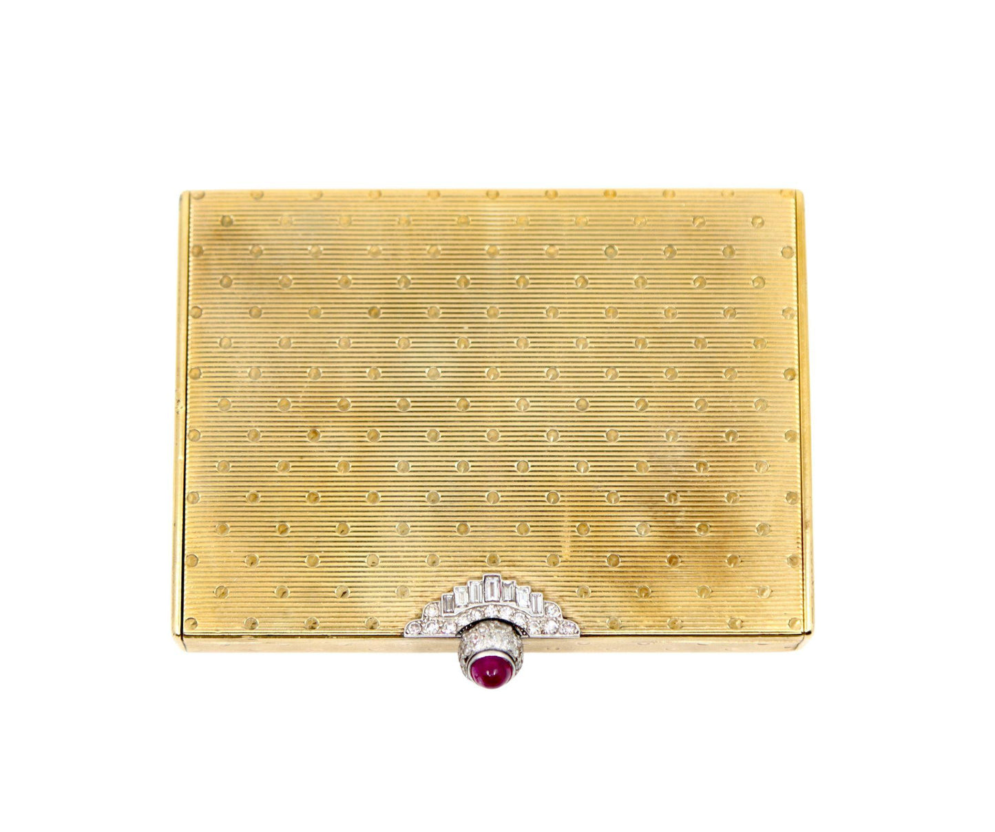 Antique Cartier 9CT Gold Diamond Ruby Compact Case