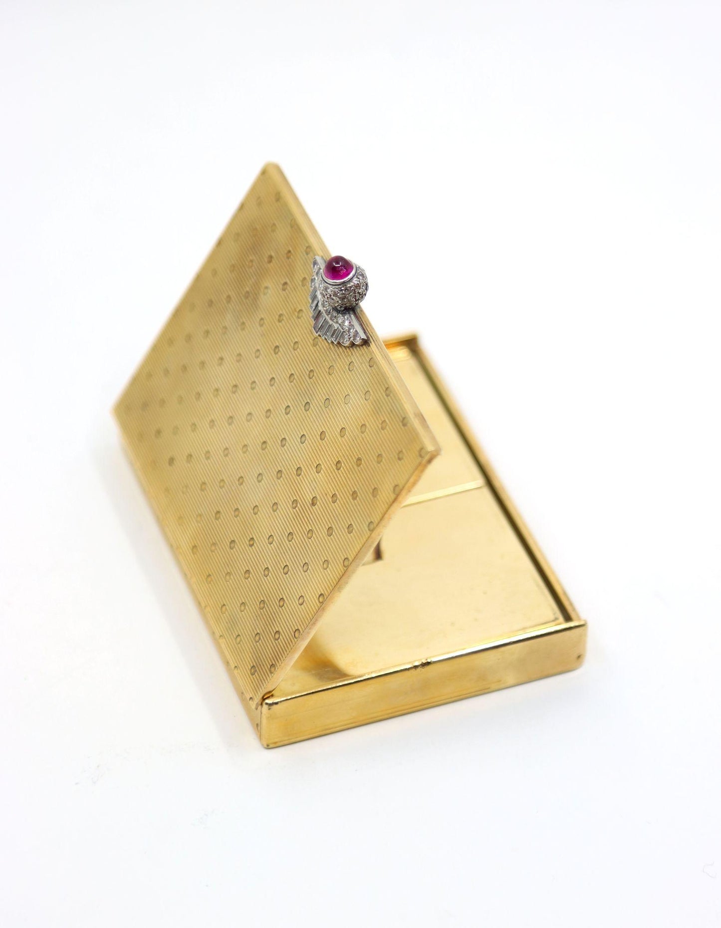 Antique Cartier 9CT Gold Diamond Ruby Compact Case