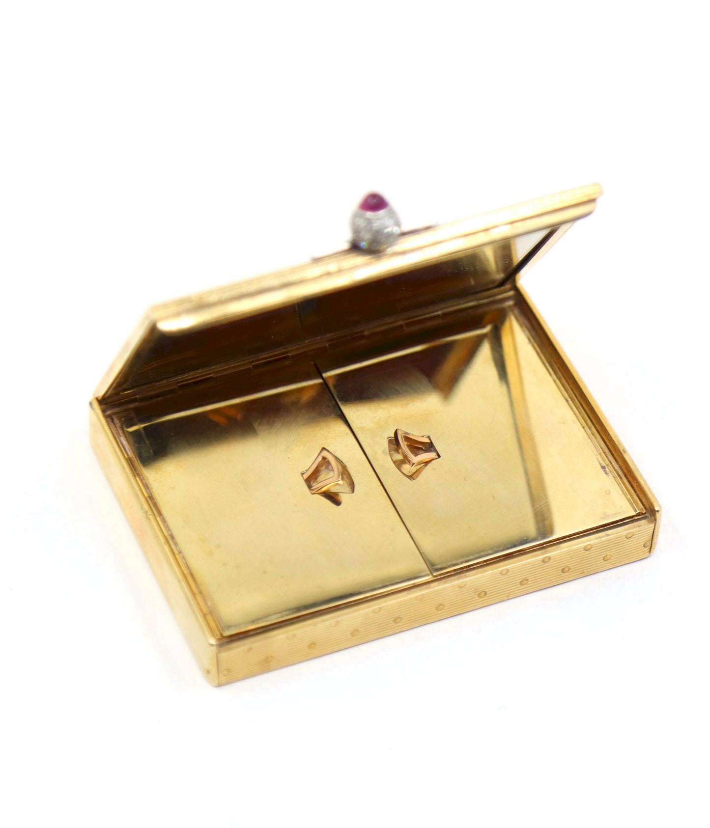 Antique Cartier 9CT Gold Diamond Ruby Compact Case