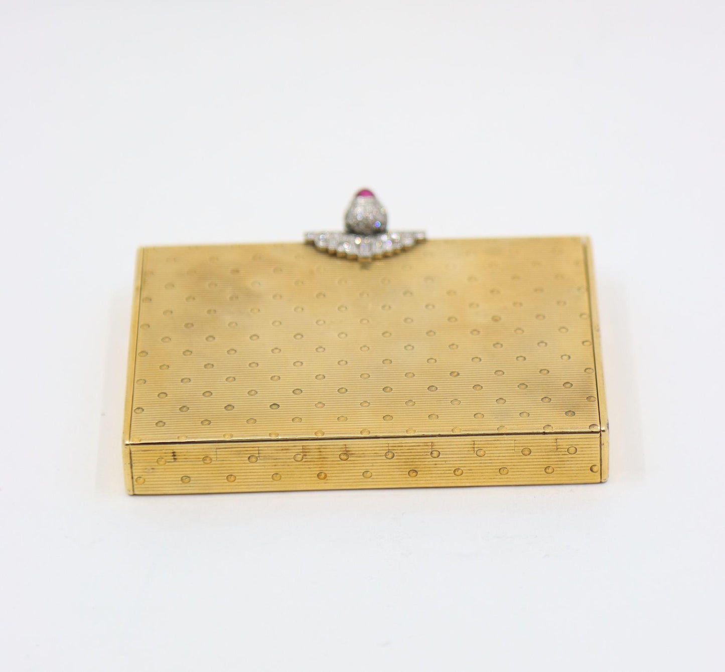 Antique Cartier 9CT Gold Diamond Ruby Compact Case