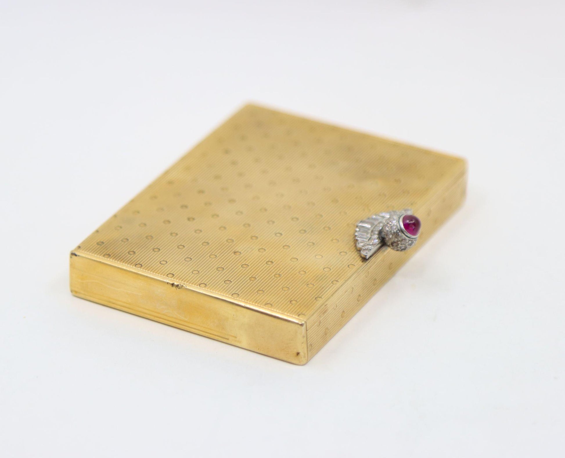 Antique Cartier 9CT Gold Diamond Ruby Compact Case