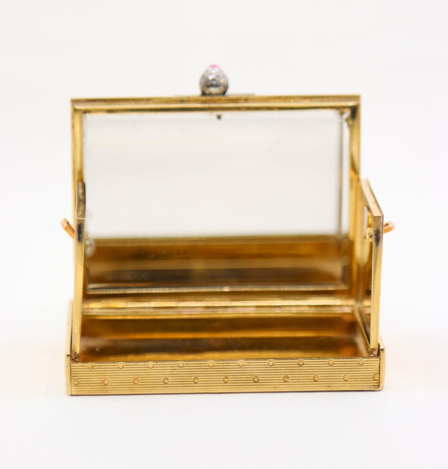 Antique Cartier 9CT Gold Diamond Ruby Compact Case