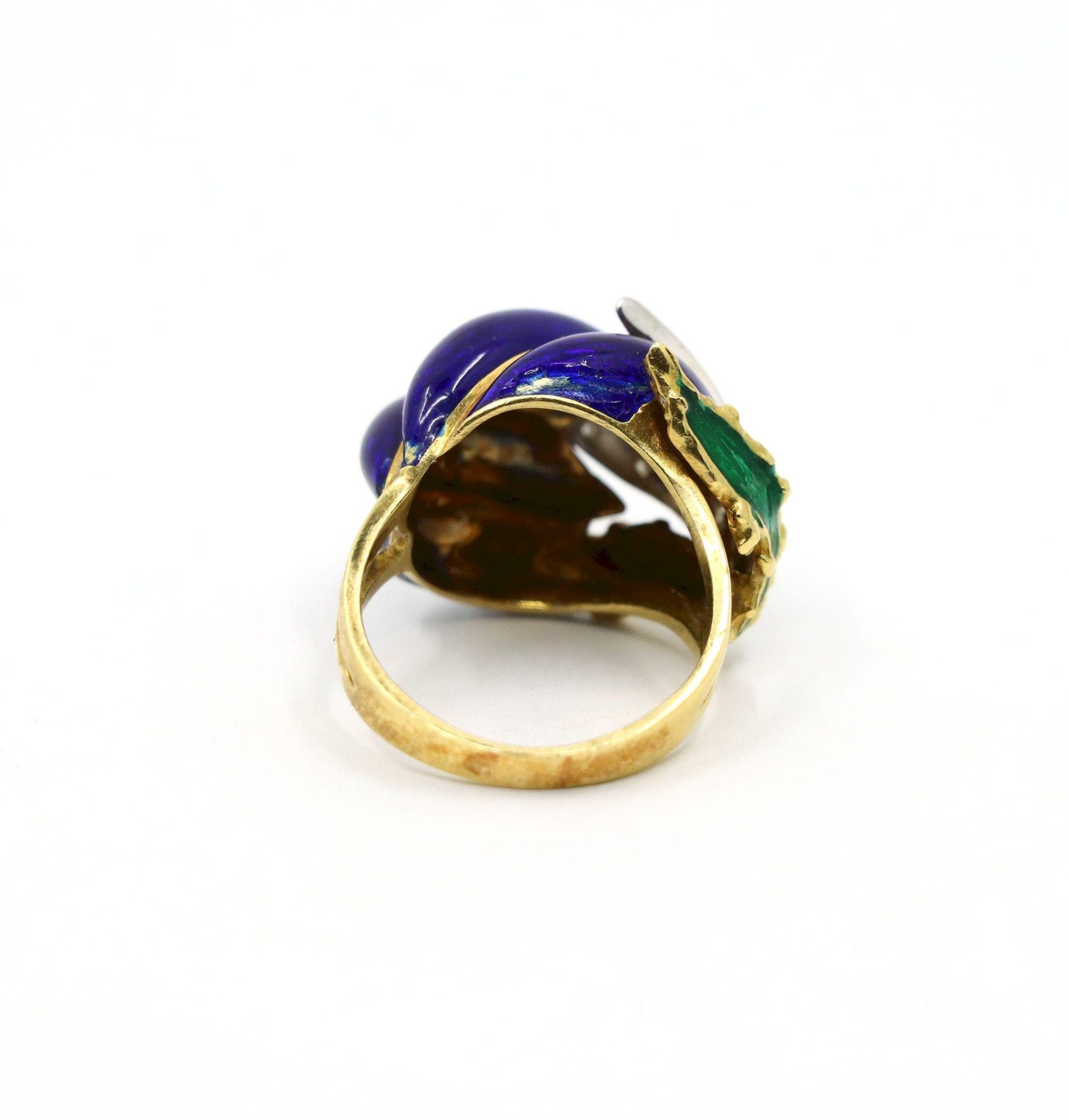 Vintage 18K Gold Diamond Enamel Ring