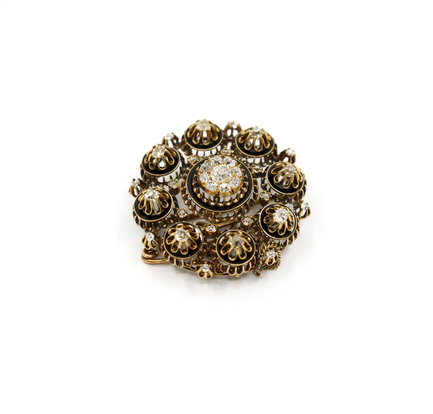 Antique 14K Gold Diamond Brooch