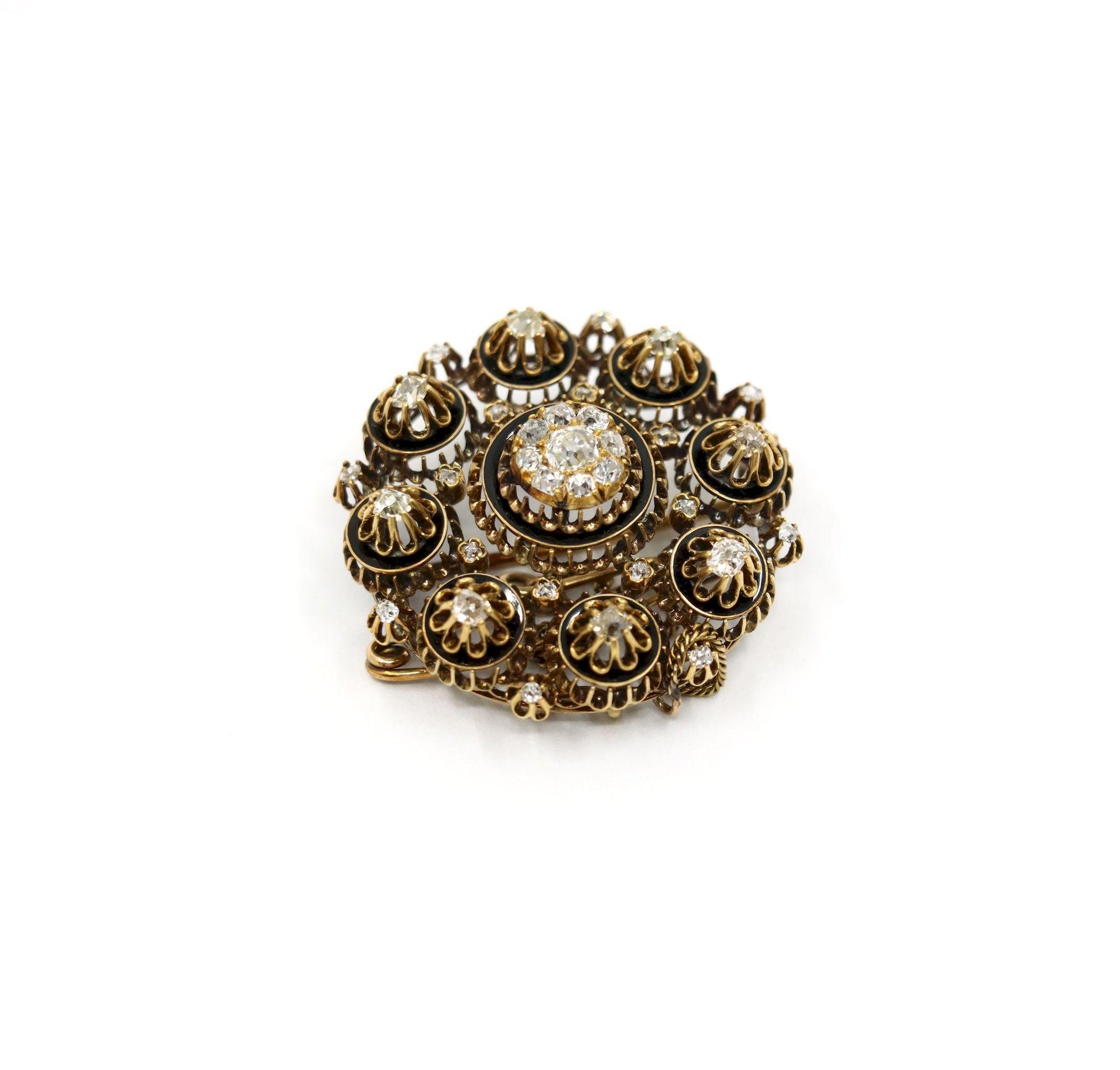 Antique 14K Gold Diamond Brooch