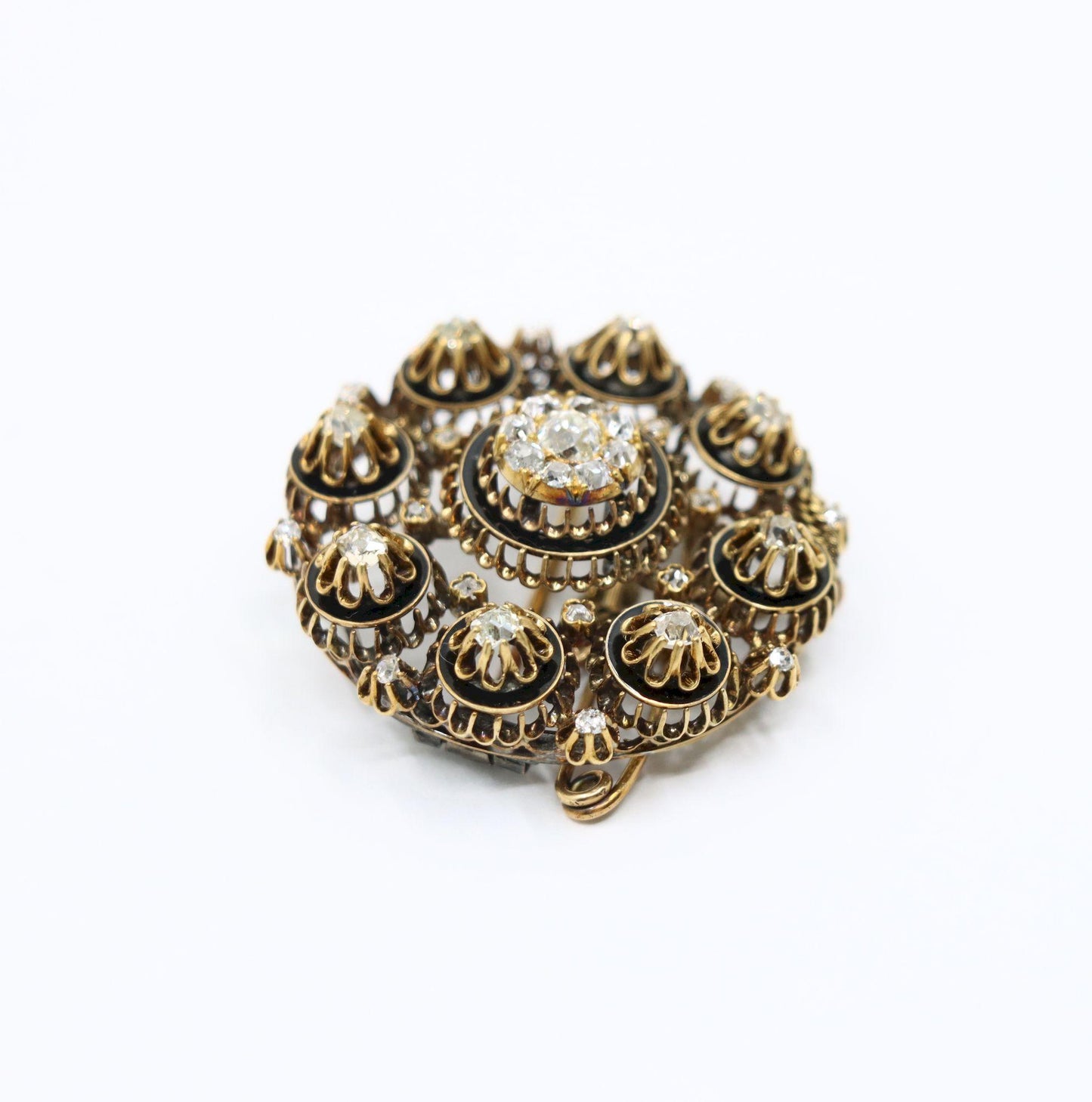 Antique 14K Gold Diamond Brooch