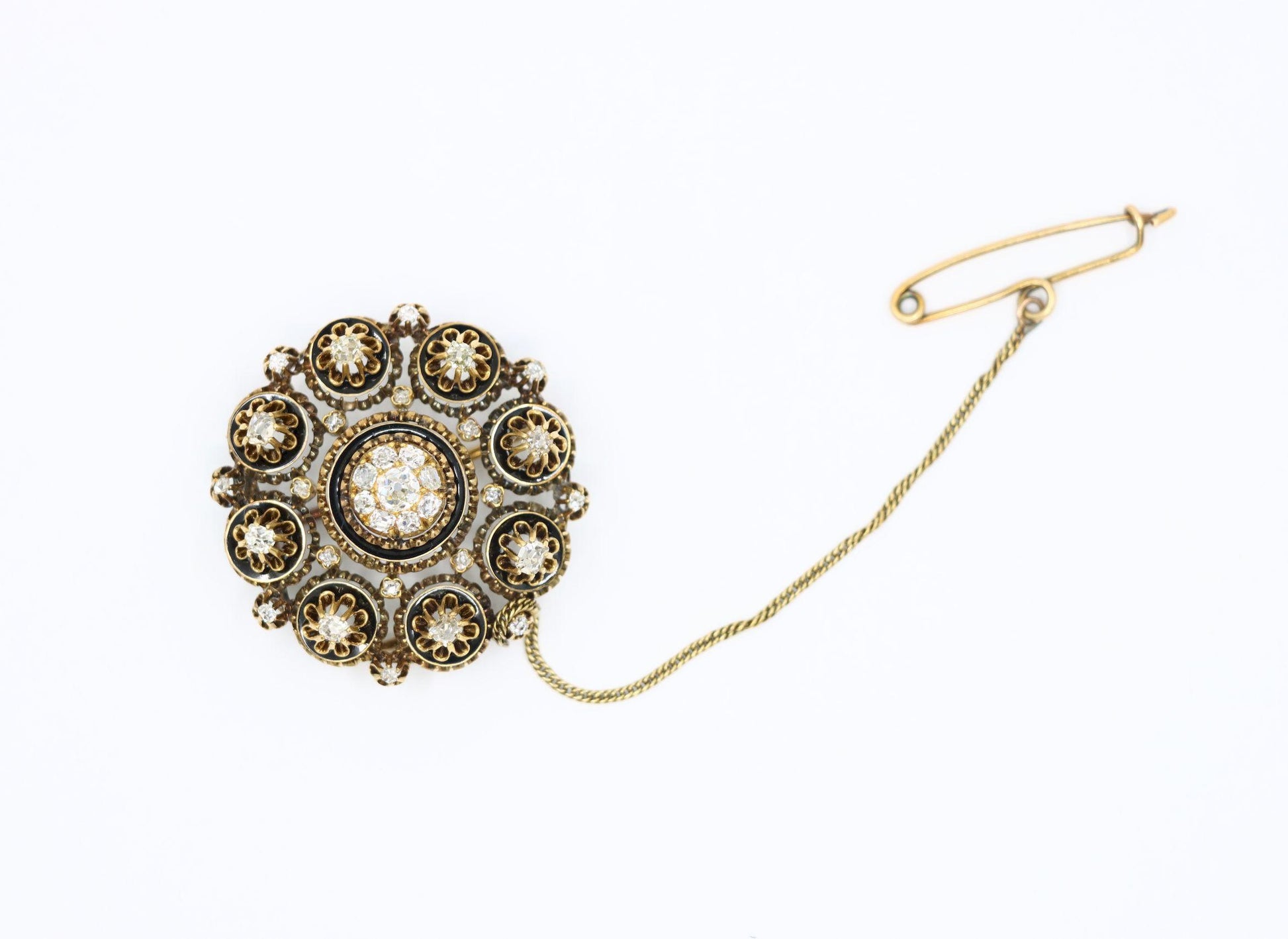 Antique 14K Gold Diamond Brooch