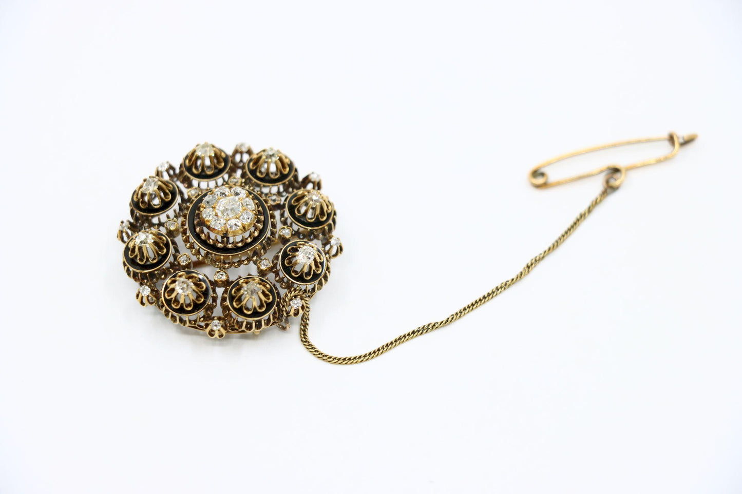 Antique 14K Gold Diamond Brooch