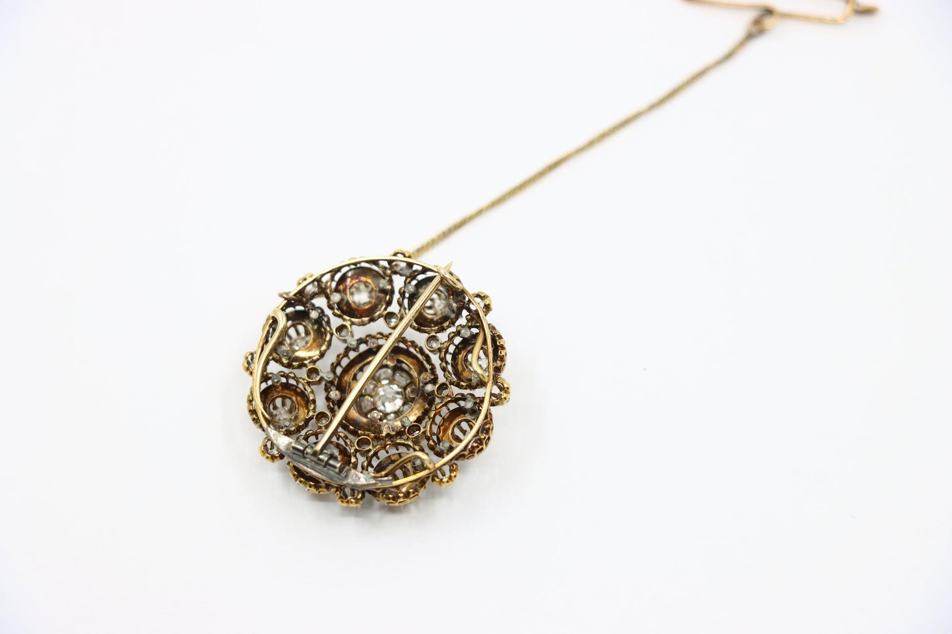 Antique 14K Gold Diamond Brooch