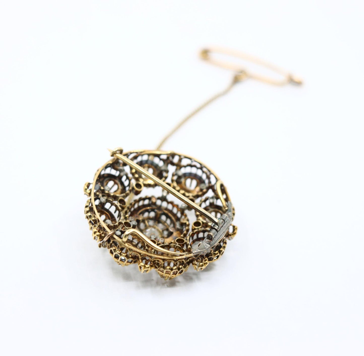 Antique 14K Gold Diamond Brooch
