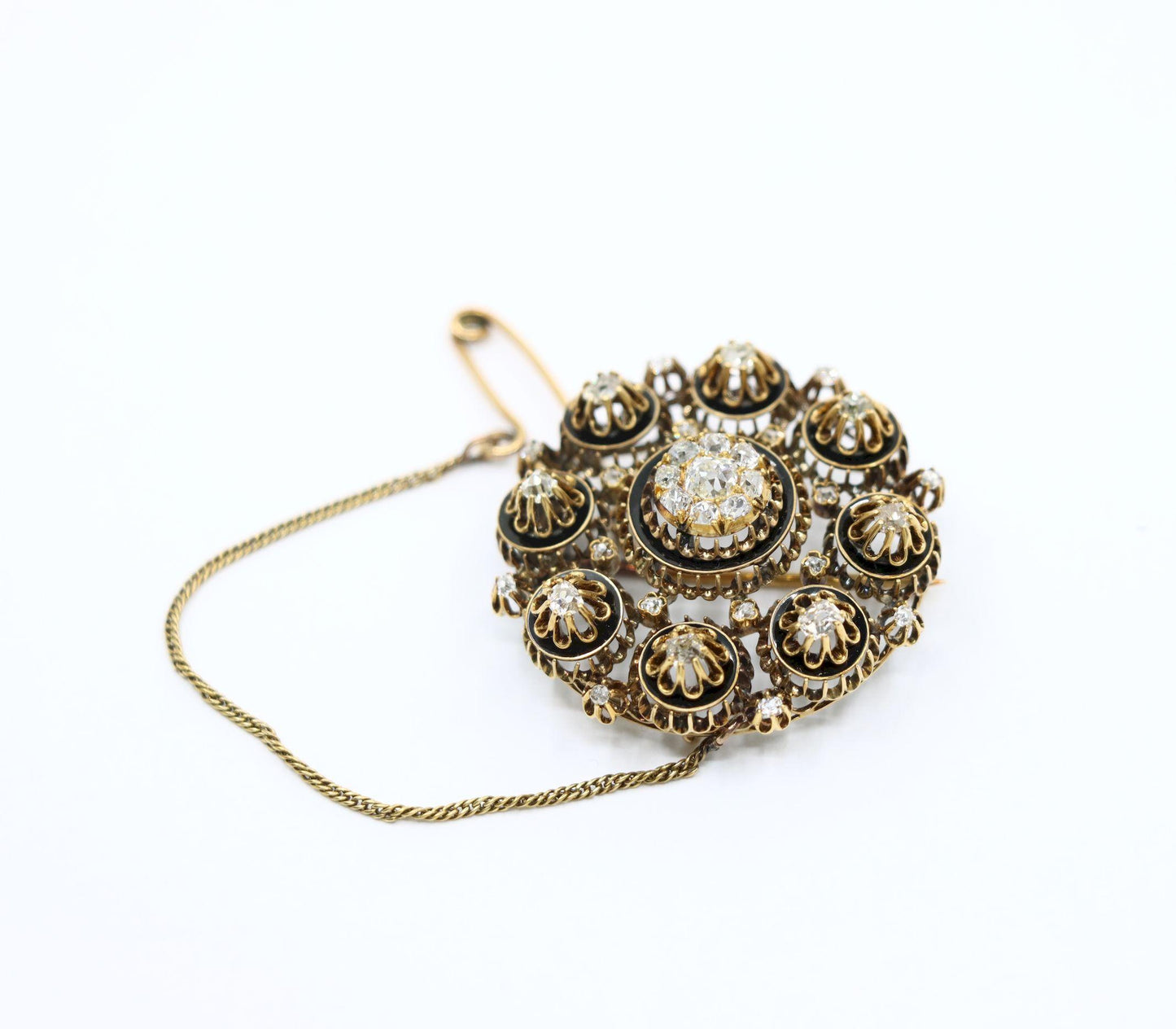 Antique 14K Gold Diamond Brooch