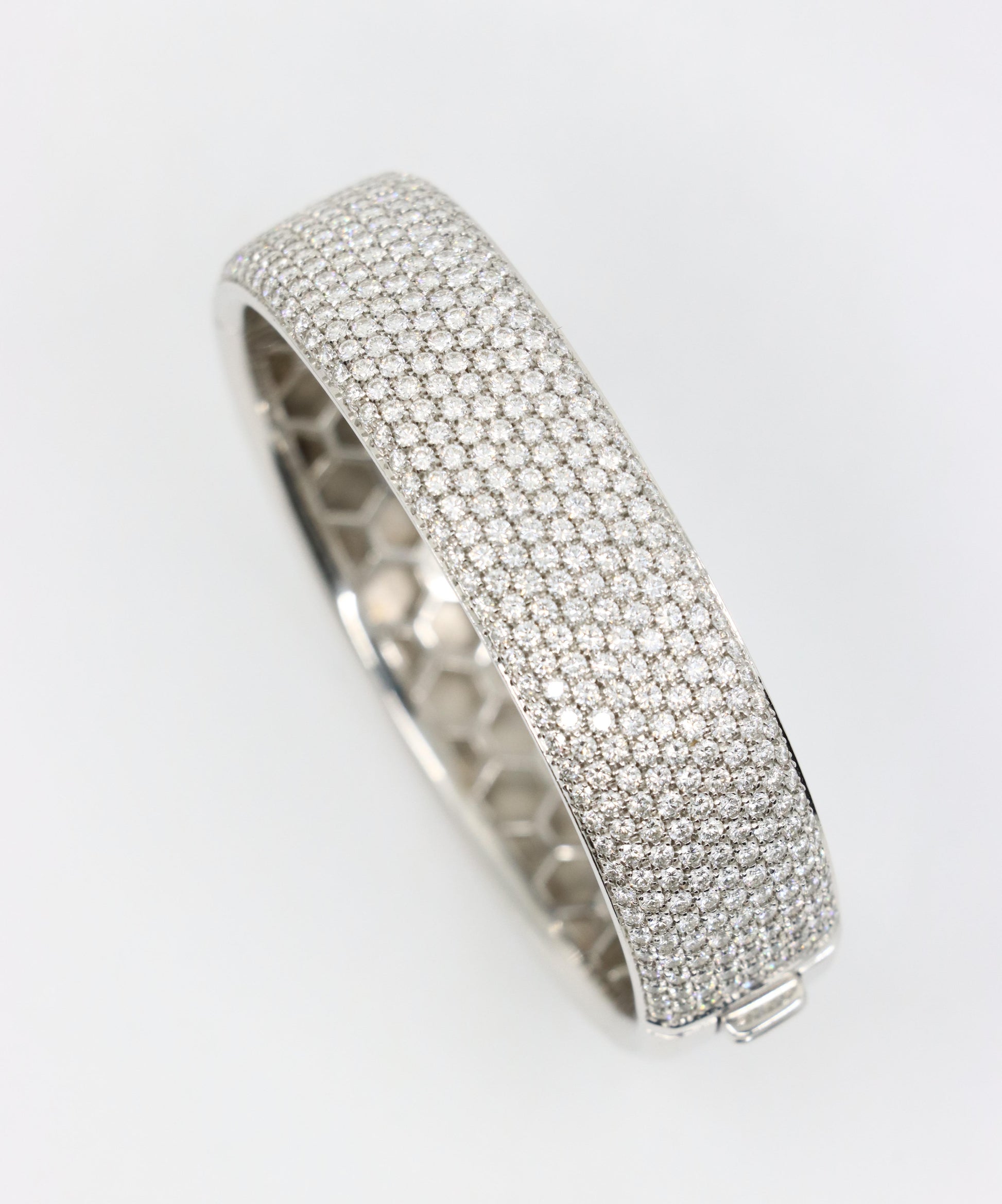 18K White Gold Diamond Pave Cuff Bracelet