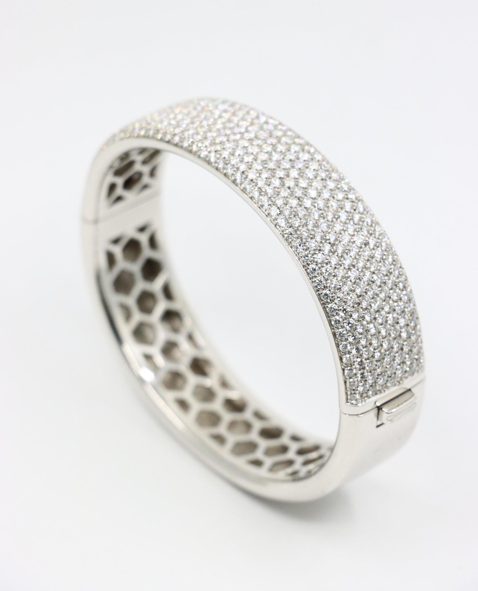 18K White Gold Diamond Pave Cuff Bracelet