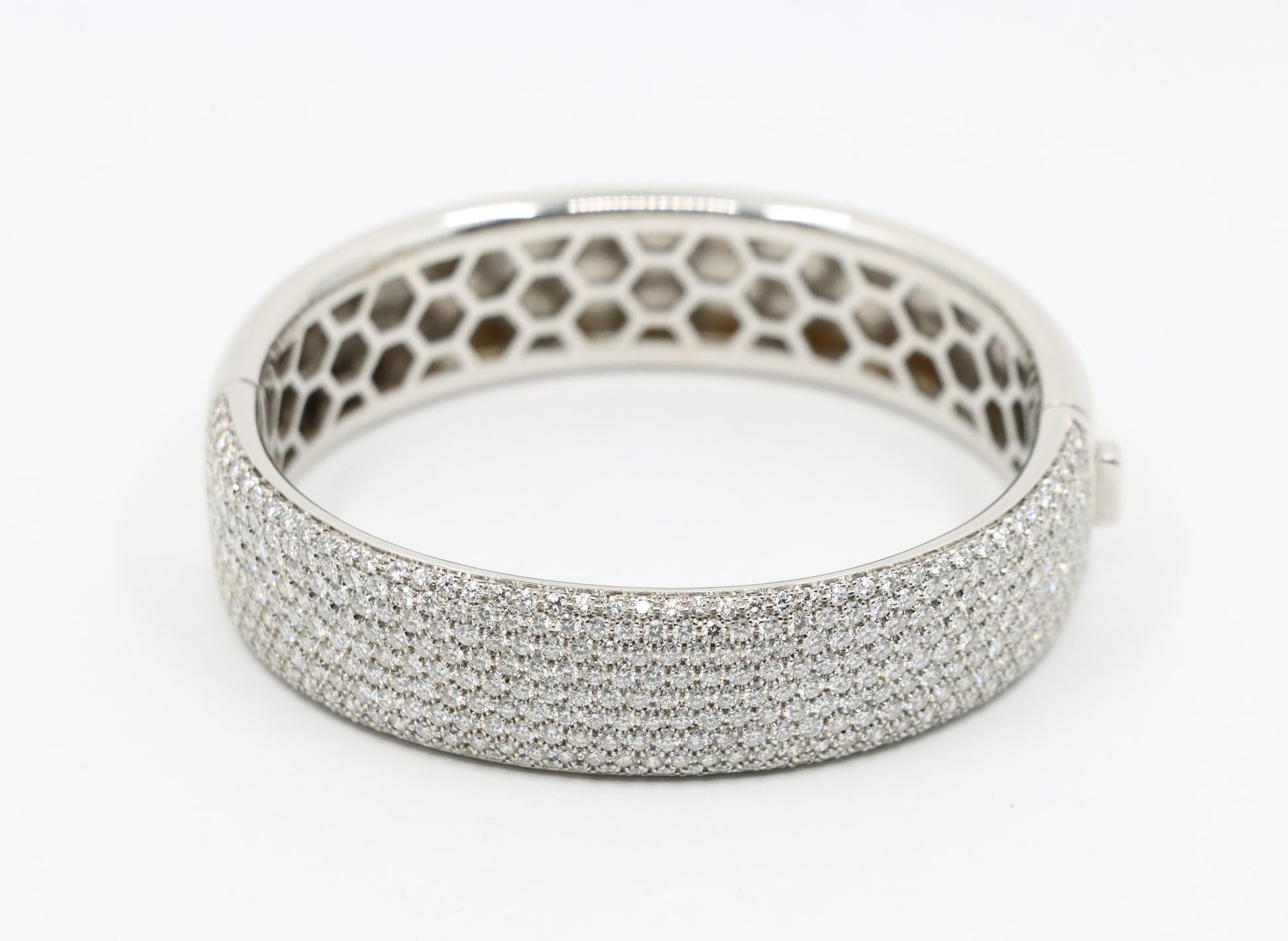 18K White Gold Diamond Pave Cuff Bracelet