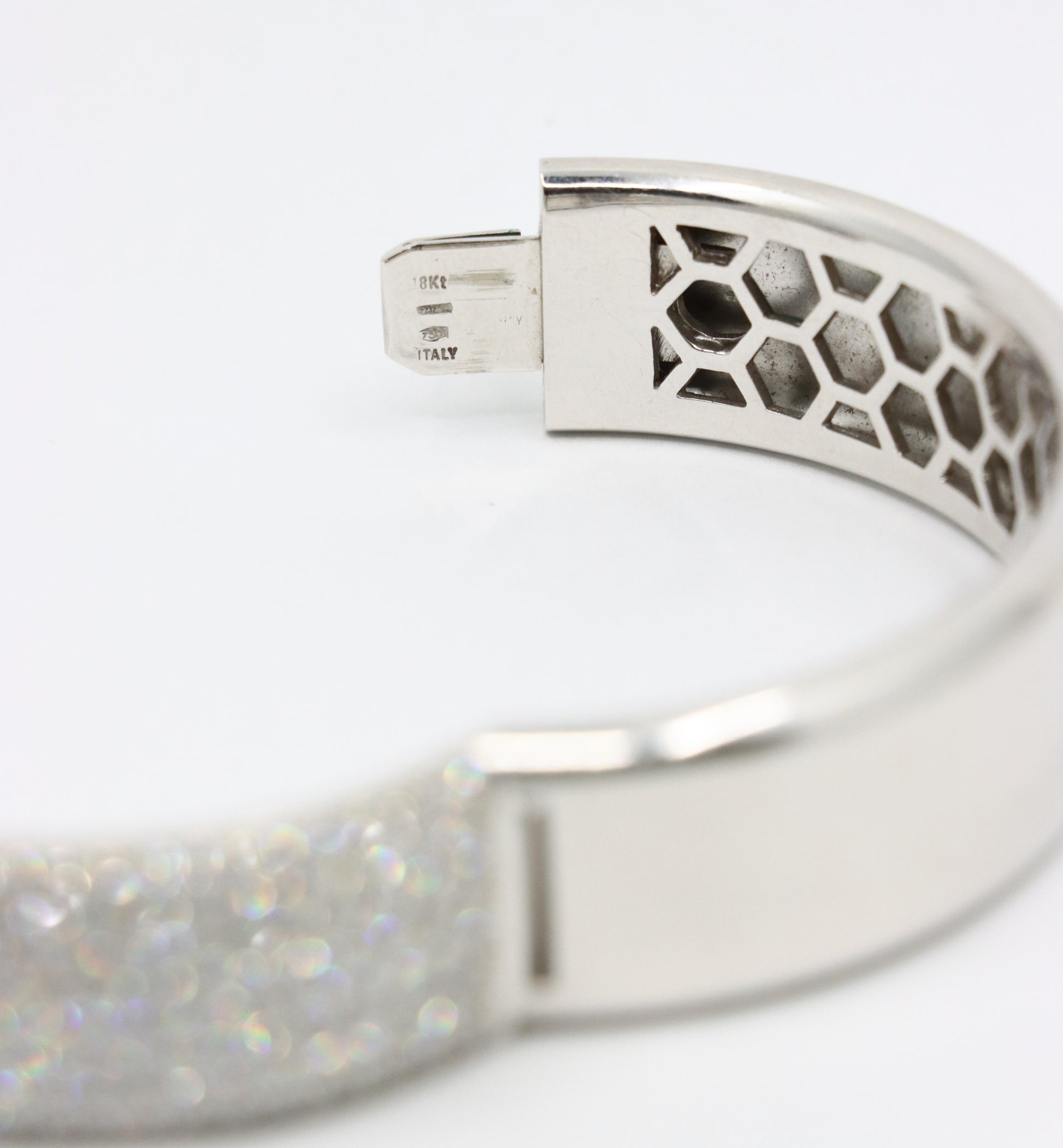 18K White Gold Diamond Pave Cuff Bracelet
