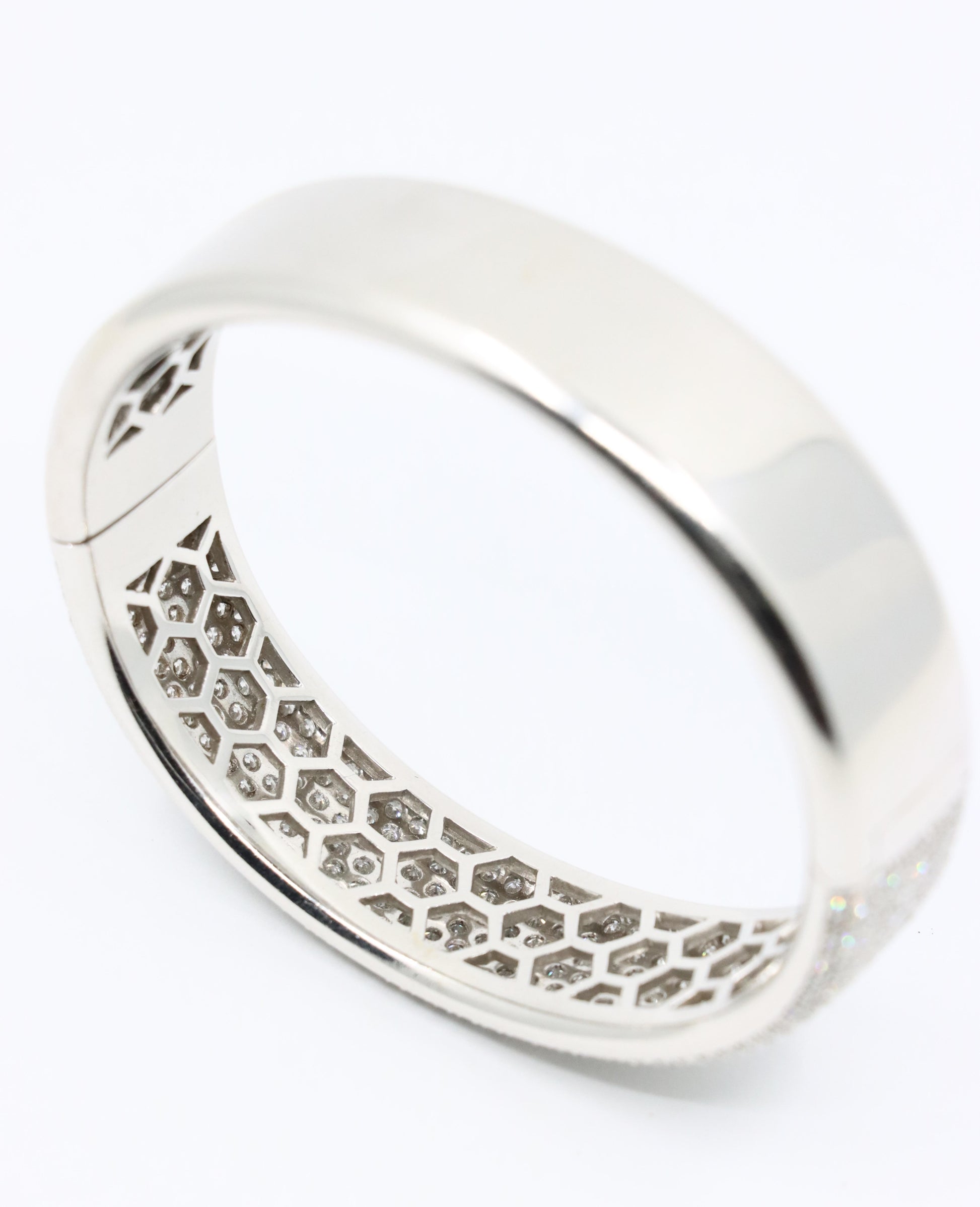 18K White Gold Diamond Pave Cuff Bracelet