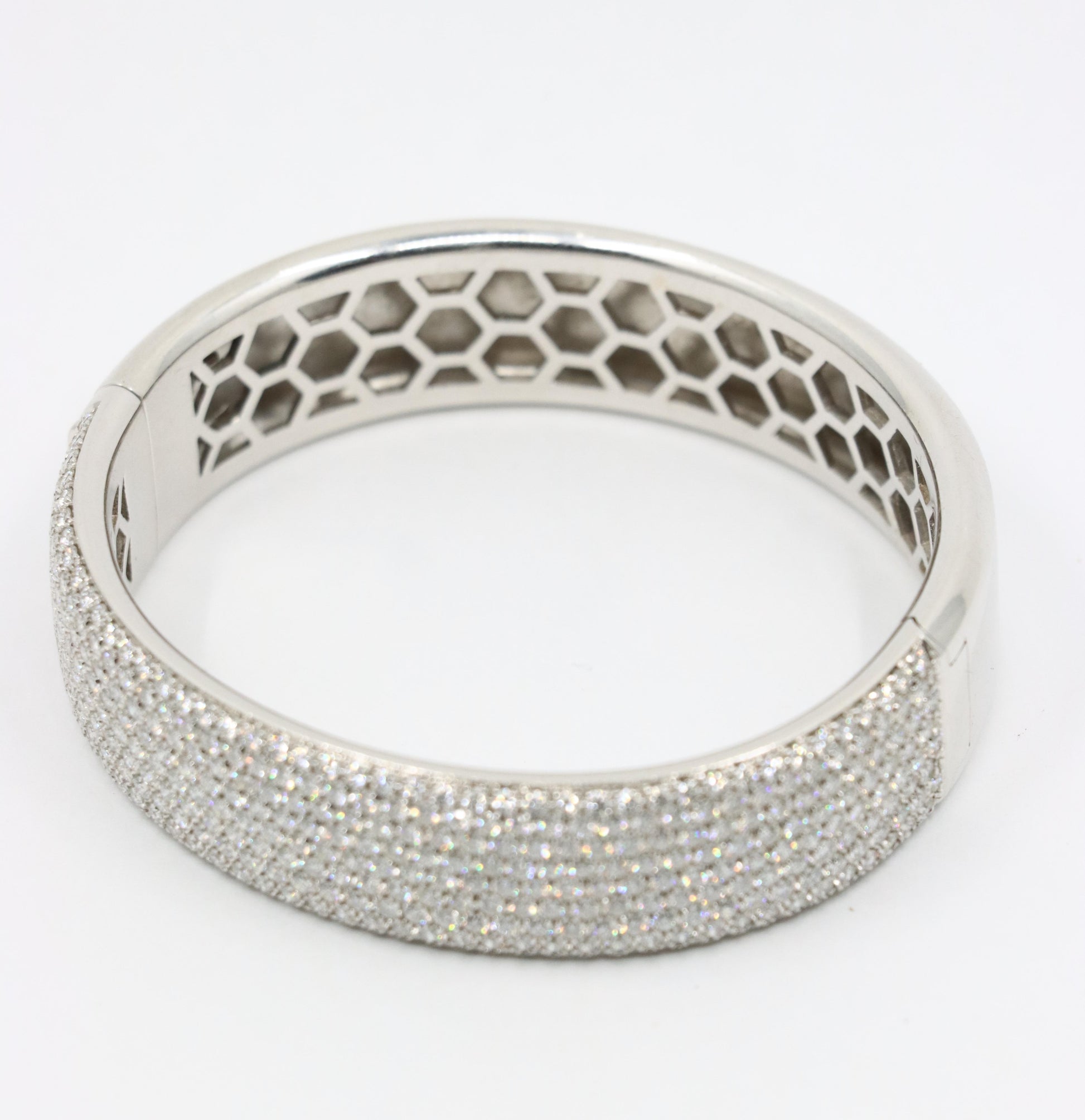 18K White Gold Diamond Pave Cuff Bracelet