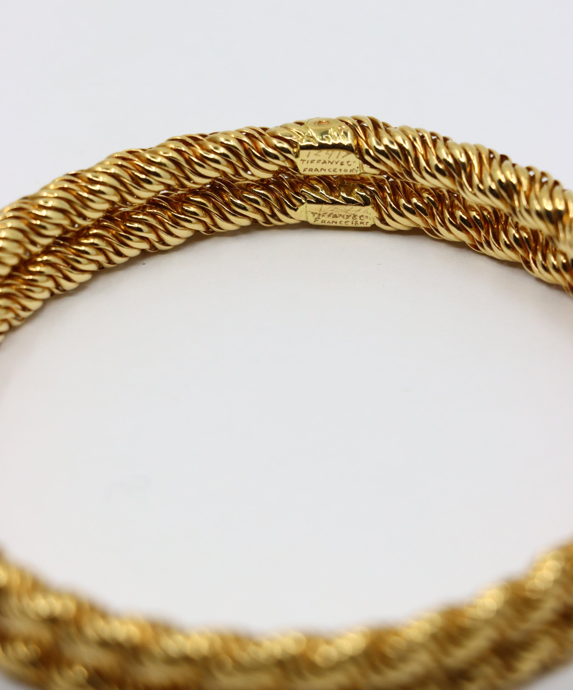 Pair of Vintage Tiffany & Co. 18K Gold Twist Rope Bangles